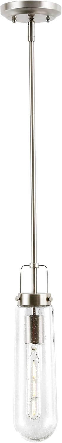 Light Society Tahoe Pendant Light, Seeded Glass with Satin Nickel Finish, Contemporary Mid Century Modern Style Lighting Fixture