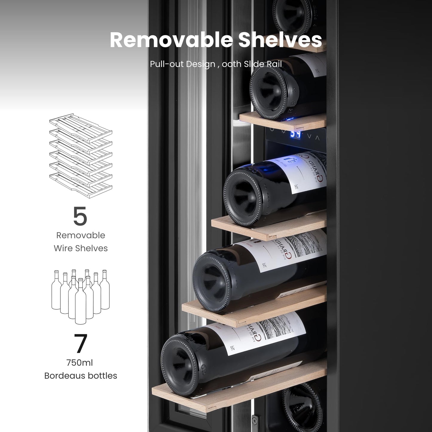 Yeego 24'' Wine Cooler Refrigerator - 52 Bottles Wine Fridge, 40-65°F Dual Zone Wine Refrigerator With Glass Door, Built-In/Freestanding/Under Counter, Adjustable Shelves Fridge for Home Bar Office