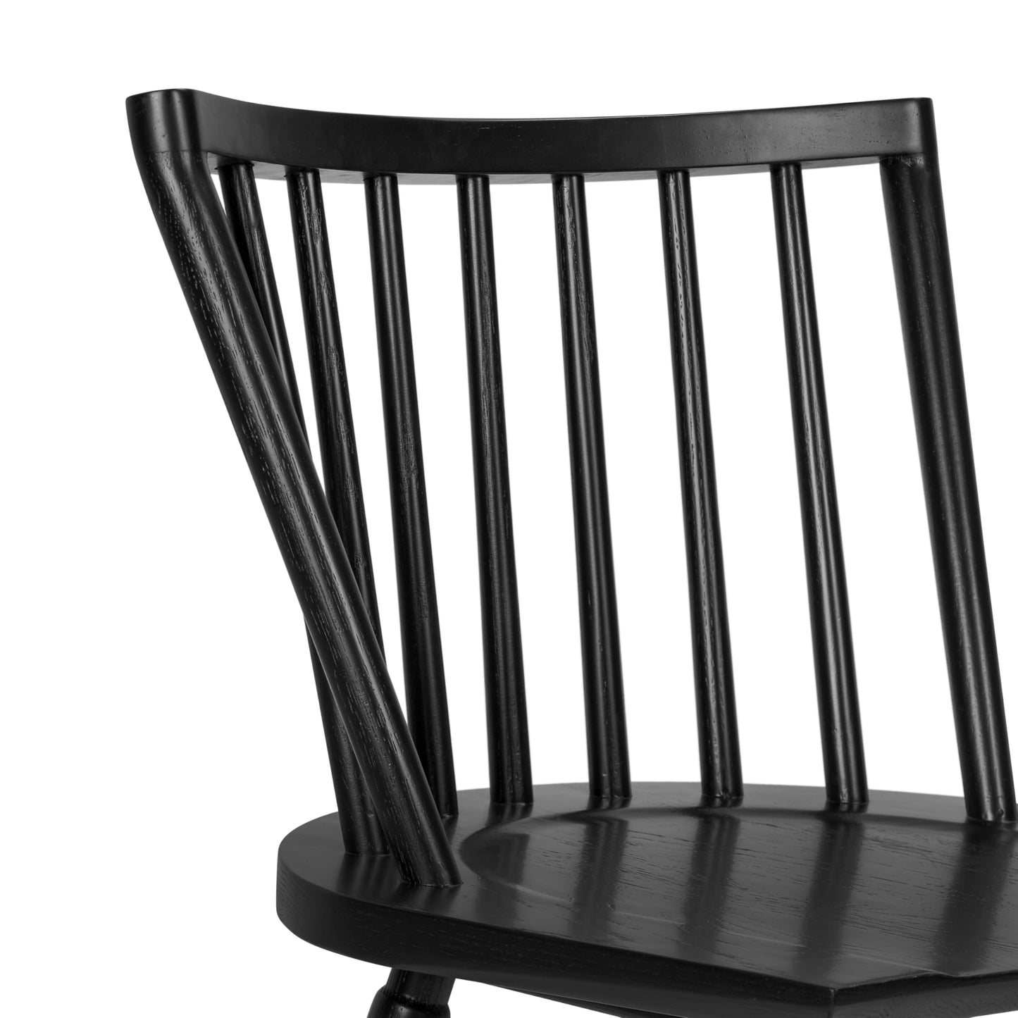 Poly & BARK Ligna Counter Stool in Black – Mid-Century Inspired Stool with Sculpted Spindle Back – Solid American Oak Frame and Engineered Wood Veneered Seat – Fully Assembled and Ready to Use