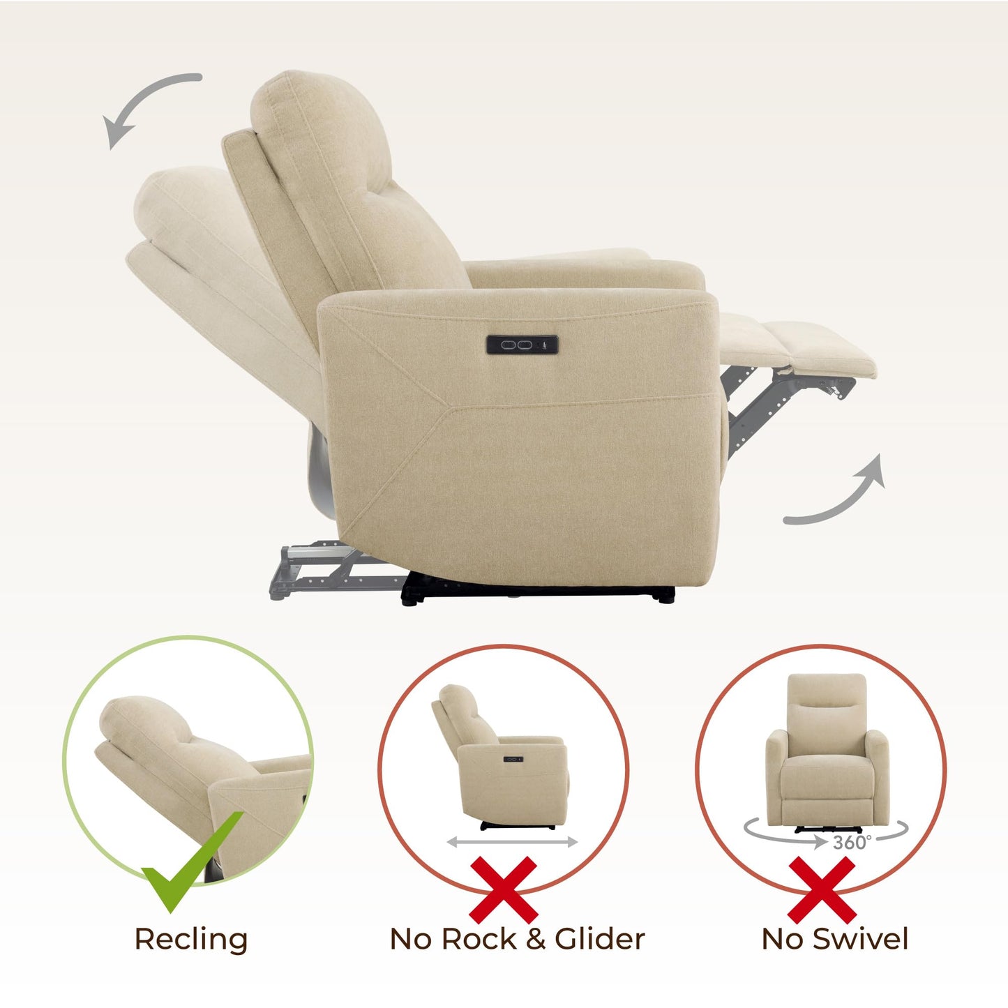 CHITA Genuine Leather Power Recliner Chair for Adults, Electric Wall Hugger Recliner for Small Spaces, Modern Living Room and RV Recliner Chair with Adjustable Power Headrest & Charging Ports, Brown