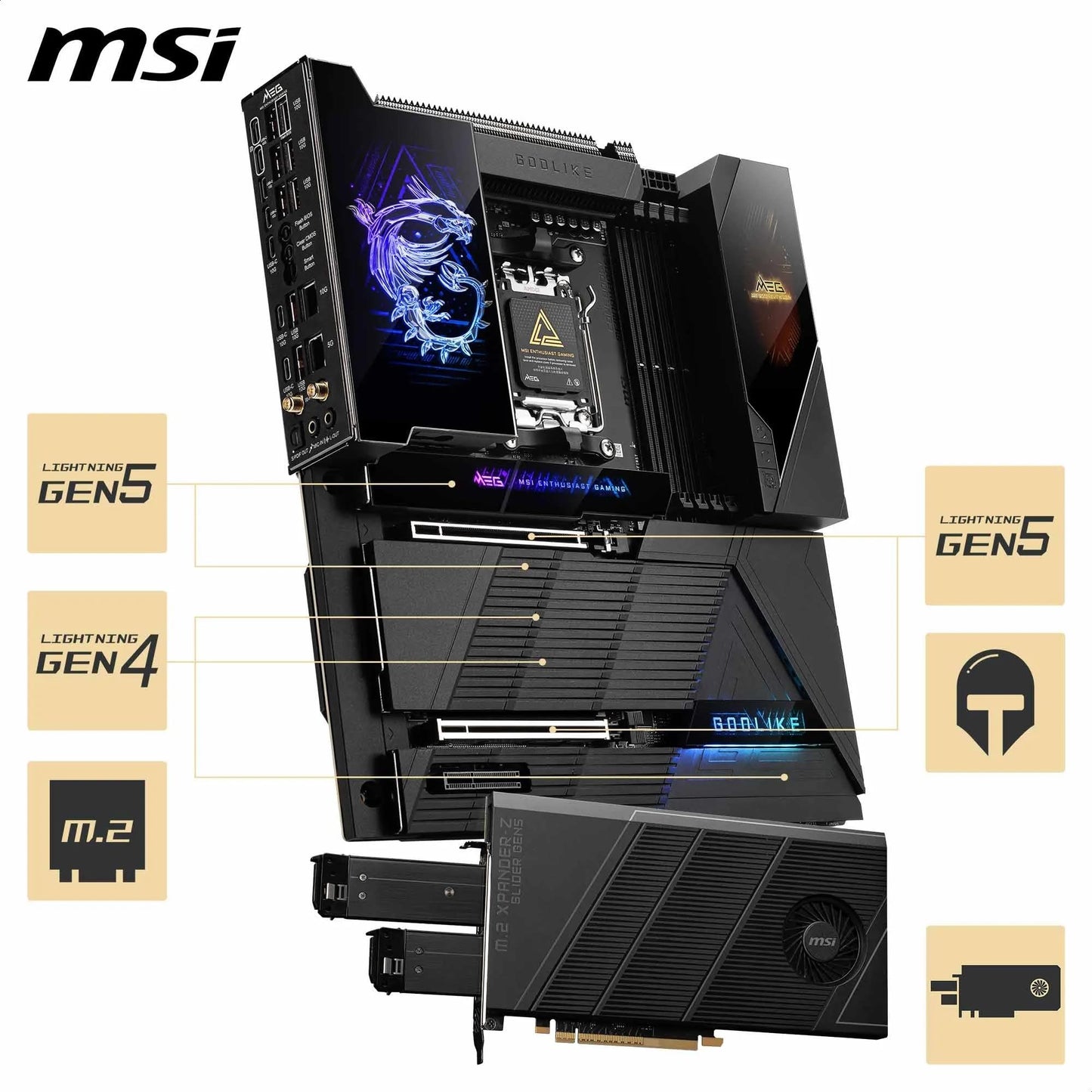 MSI MPG X870E Carbon WiFi Gaming Motherboard (AMD Ryzen 9000/8000/7000 Series Processors, AM5, DDR5, PCIe 5.0, M.2 Gen5, SATA 6Gb/s, USB 40Gbps, HDMI, Wi-Fi 7, Bluetooth 5.4, 5Gbps LAN, ATX)