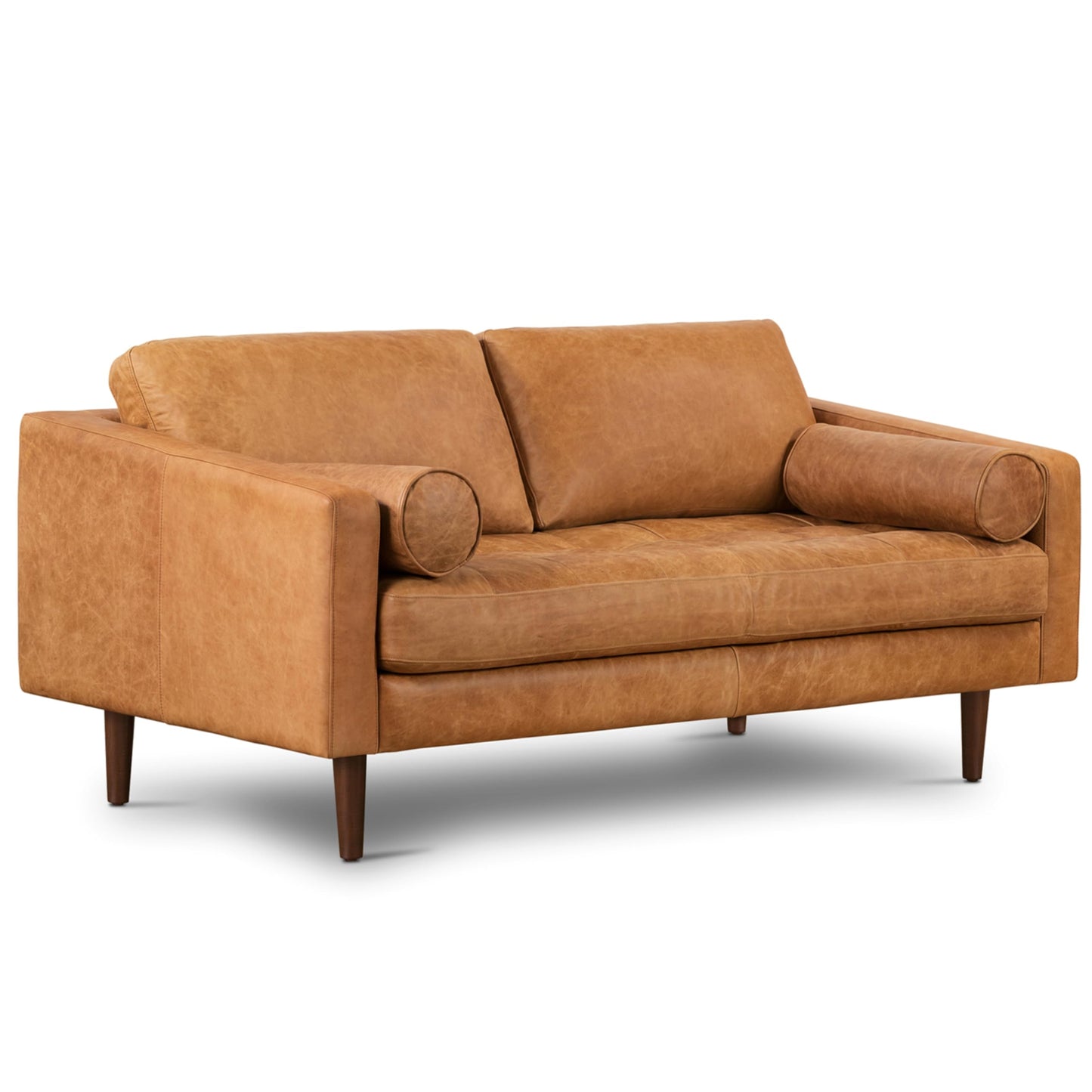 POLY & BARK Napa 82" Leather Pull‑Out Sleeper Sofa – Full‑Grain Italian Leather Upholstery,Tri‑Layer Mattress & Storage Console –Sophisticated Multi‑Functional Sofa Bed for Living Rooms & Guest Spaces