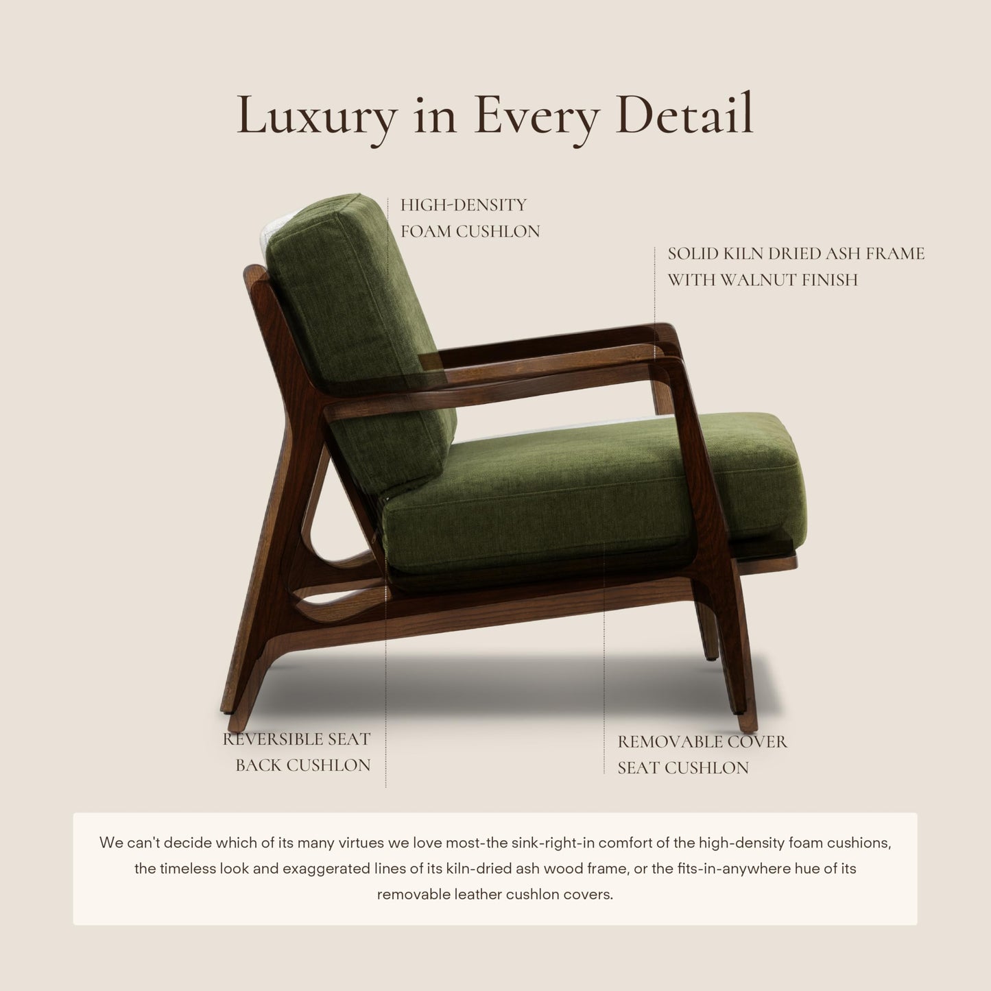 Poly & BARK Verity Leather Accent Chair – Armchair with Walnut Wood Frame – Fashion-Forward Lounge Seating for Living Room – Upholstered in Cognac Tan Leather for Modern Style