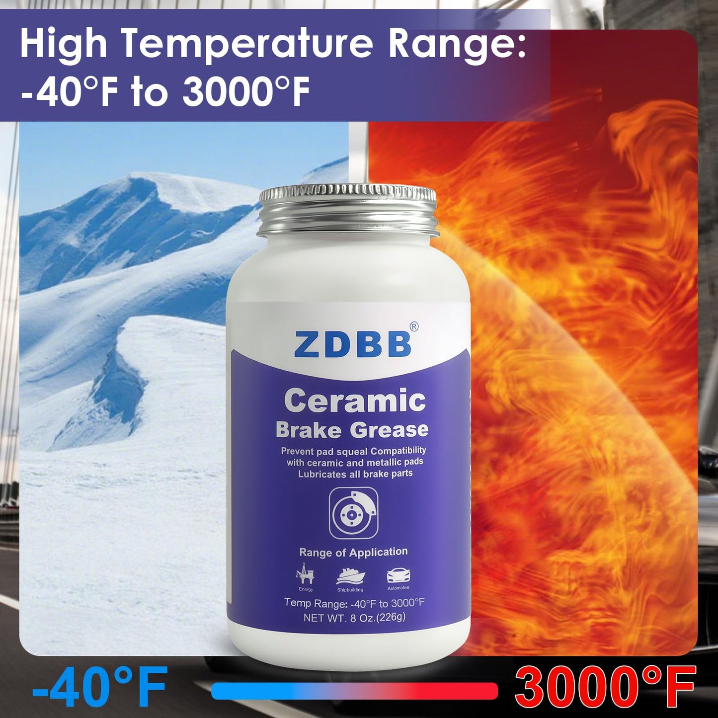 ZDBB Brake Silicone Grease Brake Caliper Guide Pin Lubricant High Temperature Caliper & Pad Lube, Waterproof, Safe for Rubber O-Rings Automotive Grease for Quiet & Smooth Braking 1oz (1-Pack)