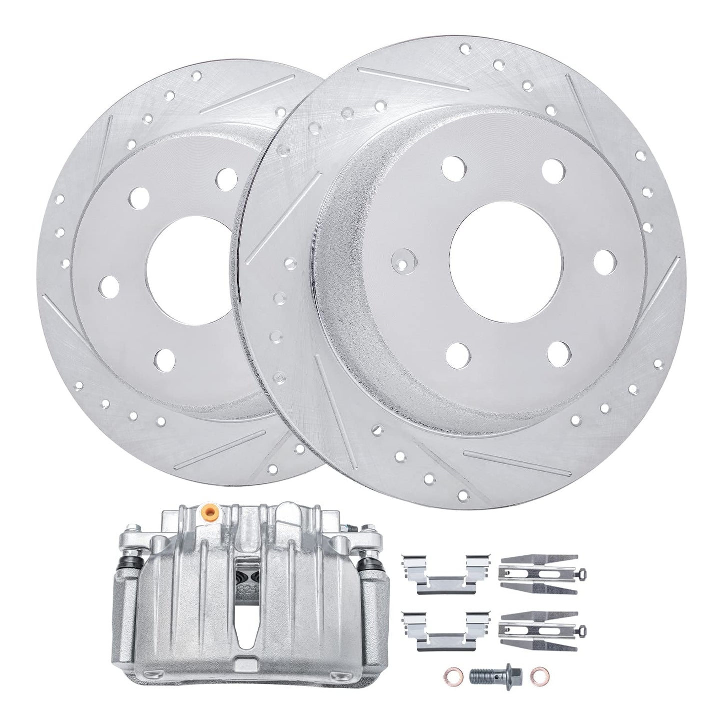 Detroit Axle - Front Brake Kit for Chevy GMC Silverado Sierra 2500HD 3500, Avalanche 2500, Sierra 3500HD, Express Savana 3500 4500 Drilled Disc Brakes Rotors Ceramic Brake Pads Replacement:12.8" inch