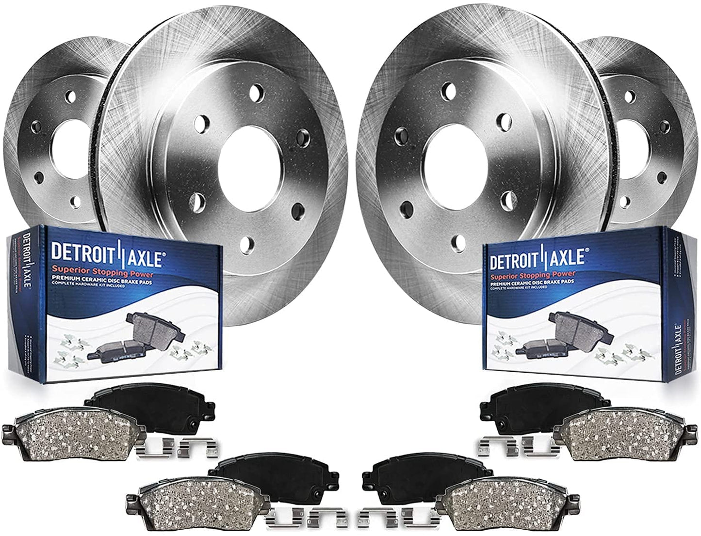 Detroit Axle - Brake Kit for 2013-2016 Kia Optima 2011-2015 Hyundai Sonata, Disc Brake Rotors Ceramic Brakes Pads Front and Rear 2014 Replacement