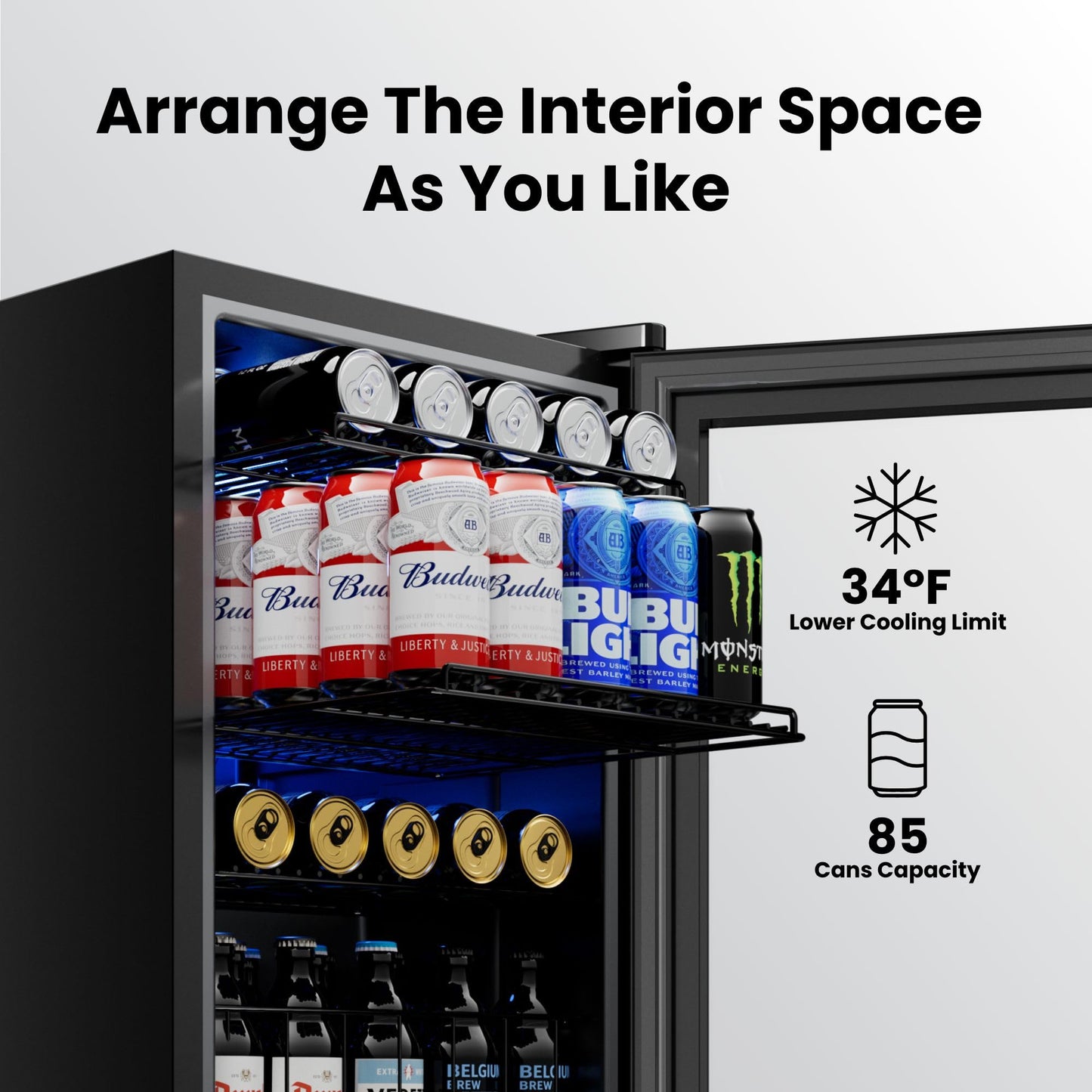 Yeego Beverage Refrigerator Cooler, 155 Cans Mini Fridge with Glass Door Beverage Fridge with Adjustable Shelves for Soda Beer or Wine, Beverage Cooler with Digital Temperature Control for Home Office
