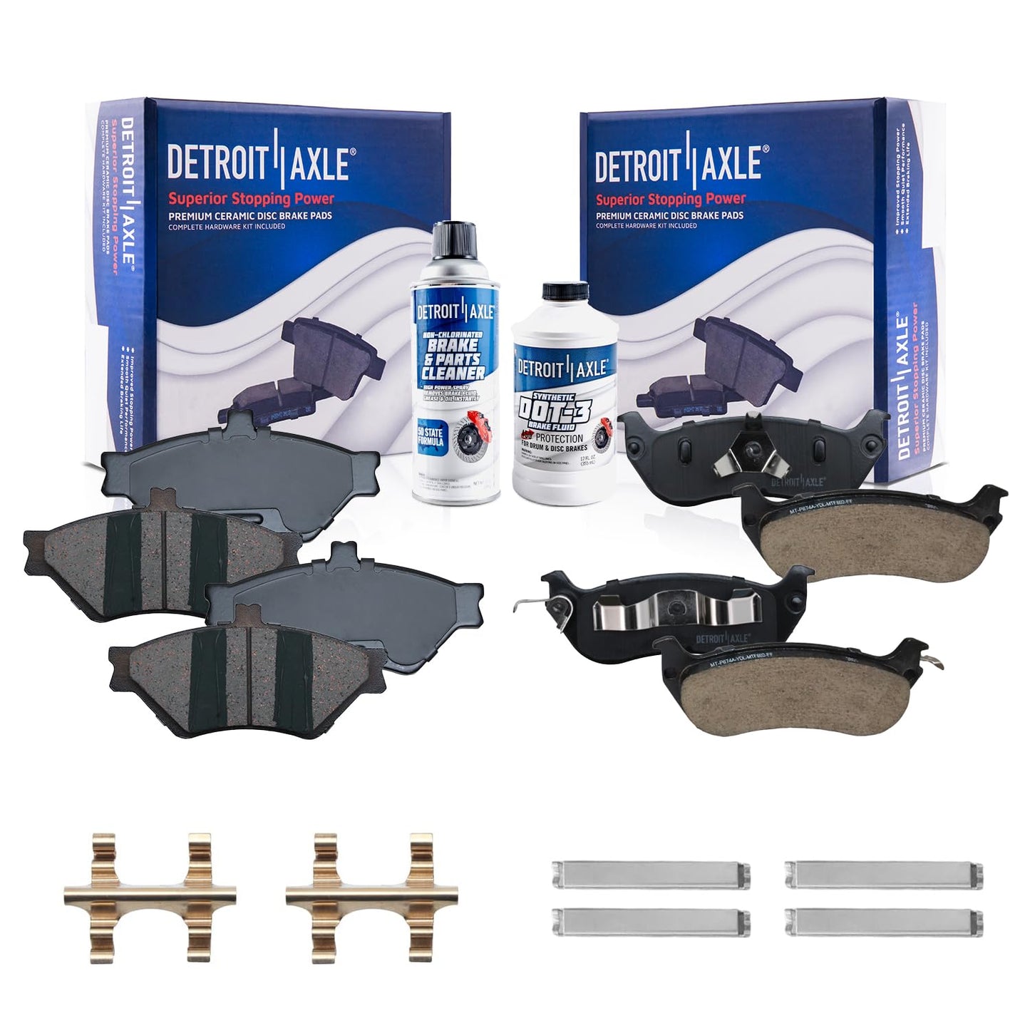 Detroit Axle - Rear Brake Pads for 2019-2024 Chevy Silverado 1500 GMC Sierra 1500, 2021-2024 Tahoe Suburban Yukon XL Cadillac Escalade ESV, Canyon LYRIQ Colorado, Ceramic Brake Pads with Hardware
