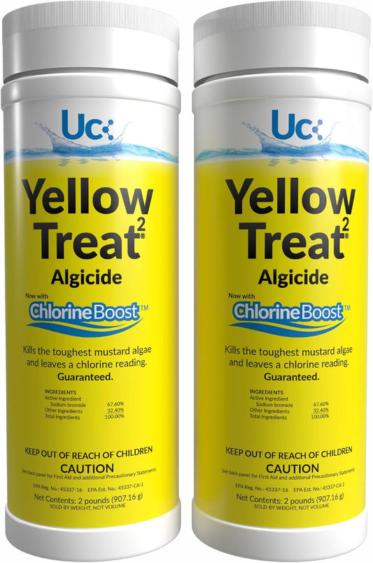 United Chemicals YellowTreat Mustard Algaecide for Swimming Pool – Super Strength Algae Killer for Mustard & Yellow Algae in Saltwater & Chlorine, Above & Inground Pool Treatment | YT2-2LB-C2