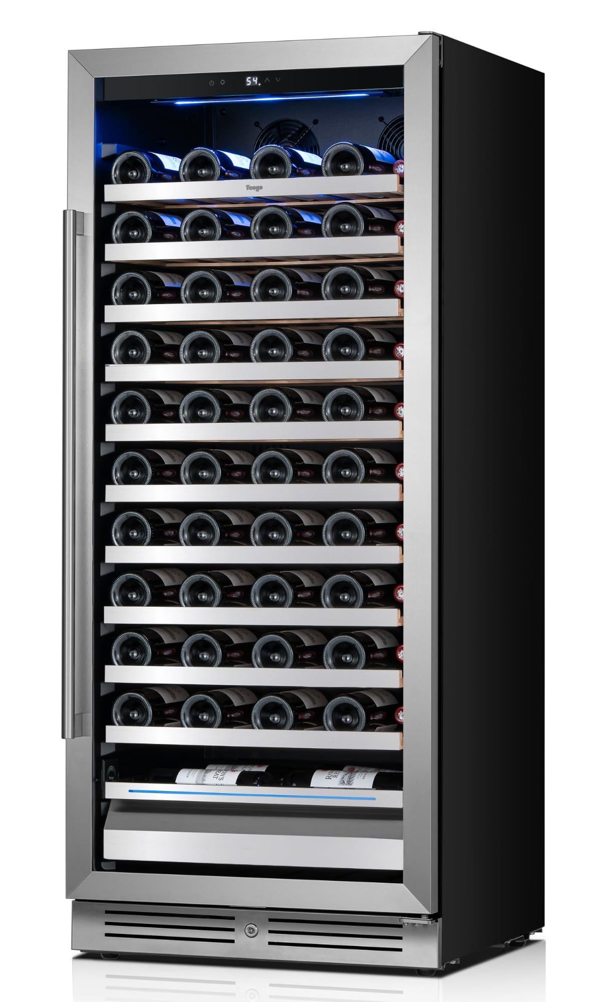 Yeego Wine Fridge Cooler - 24 Inch Dual Zone Wine Fridge Hold 52 Bottles, 40-65°F Wine Refrigerator Glass Door, Built in Fridge, Freestanding Adjustable Shelves Fridge for Beer Soda Drink Home Bar