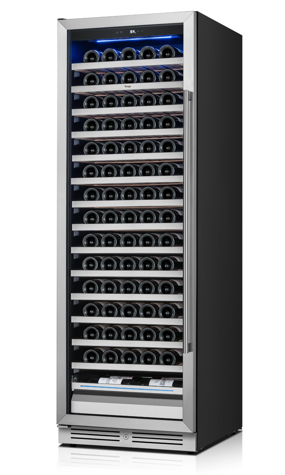 Yeego 24 Inch Wine Fridge Cooler - 52 Bottles Wine Cooler with Glass Door, 40-65℉ Built-In or Freestanding Refrigerator, Under Counter Wine Fridge for Kitchen Bar Office (Left-Hinged)