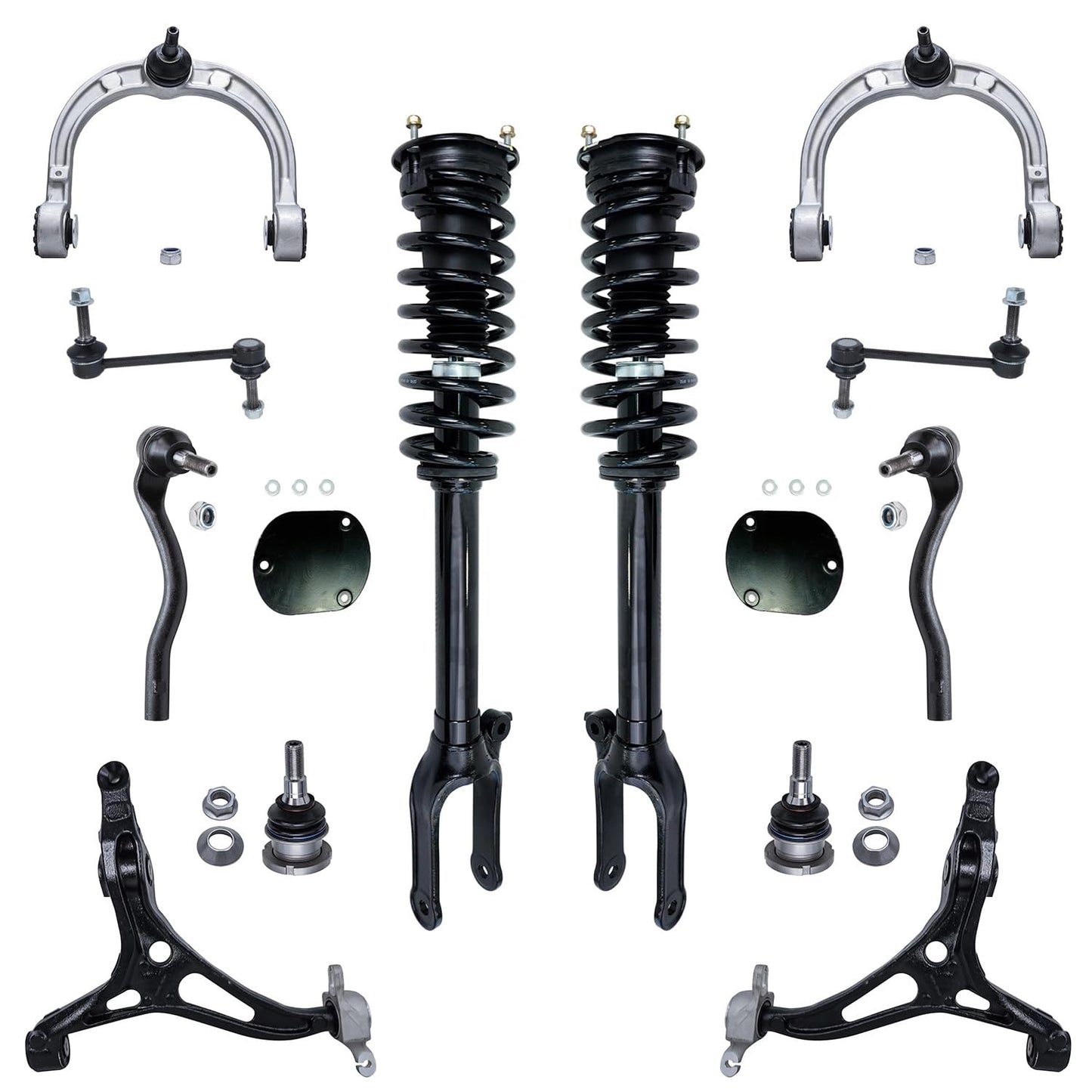 Detroit Axle - 12pc Front End Kit for 07-13 Chevy Silverado 1500 GMC Sierra | Suburban Yukon XL 1500 Tahoe Escalade ESV EXT, 2 Upper Control Arms 2 Sway Bars 4 Tie Rods 2 Lower Ball Joints 2 Boots