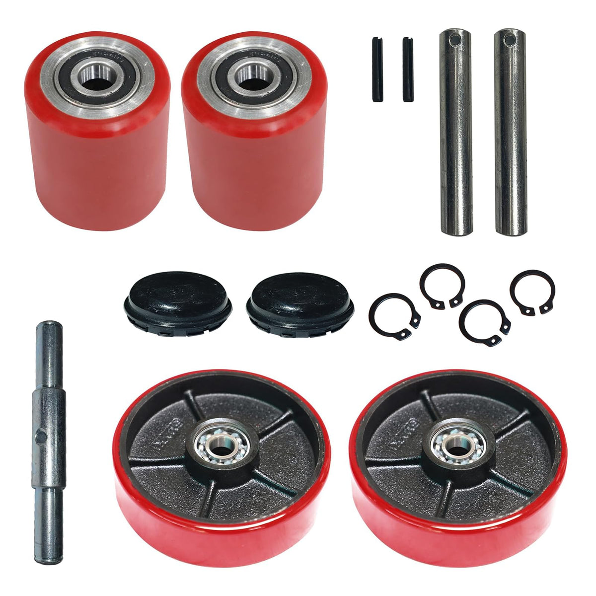 Tory Carrier Pallet Jack Load Wheel, Pre-installed Pallet Jack Roller, Nylon Wheels 3 inch x 3.7 inch, Sealed Precision Bearings ID 0.78 inch, Red- A Pair