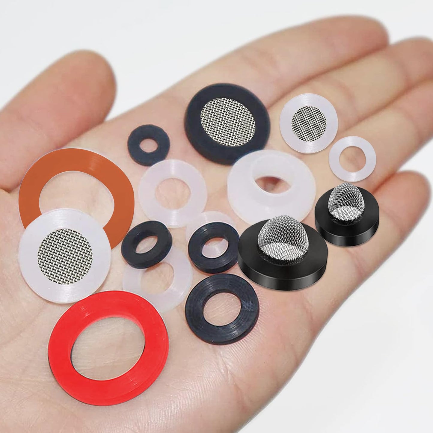 ZDBB 80 Pcs Garden Hose Gasket Rubber Seal, Fits All Standard 3/4 Inch Outdoor Hose Fittings with Heavy Duty Red and Black Self-Locking Tabs to Hold The Gasket Securely in The Fitting