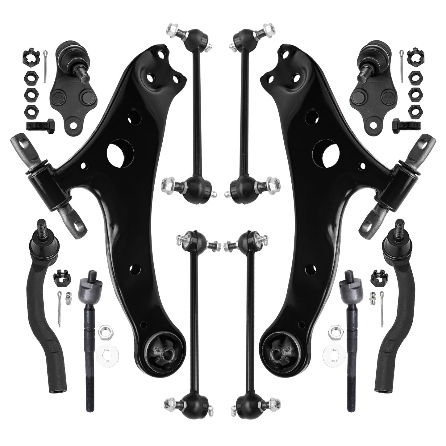 Detroit Axle - 12pc Front End Kit for 07-13 Chevy Silverado 1500 GMC Sierra | Suburban Yukon XL 1500 Tahoe Escalade ESV EXT, 2 Upper Control Arms 2 Sway Bars 4 Tie Rods 2 Lower Ball Joints 2 Boots