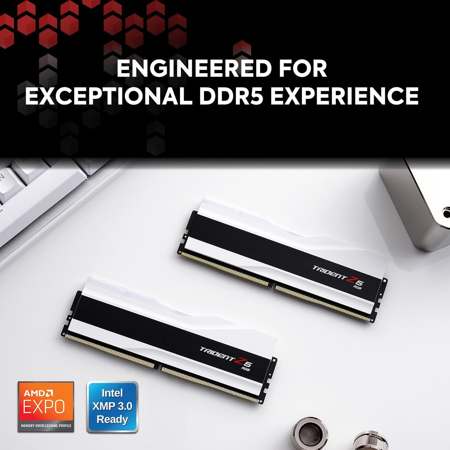 G.SKILL Trident Z5 RGB Series DDR5 RAM (Intel XMP 3.0 & AMD Expo) 32GB (2x16GB) 6000MT/s CL36-36-36-96 1.35V Desktop Computer Memory U-DIMM - Matte Black (F5-6000J3636F16GA2-TZ5RK)