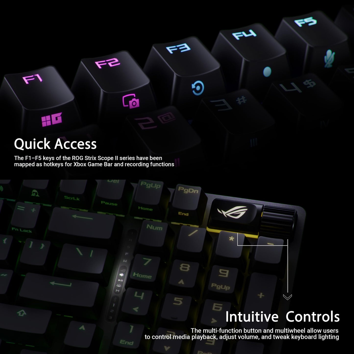 ASUS ROG Strix Scope II 96 Wireless Mechanical Gaming Keyboard – 96% Full-Size, Tri-Mode Connectivity, Hot Swappable Pre-lubed ROG NX Snow Linear Switches, PBT Keycaps, RGB, PC/Mac Support-Black