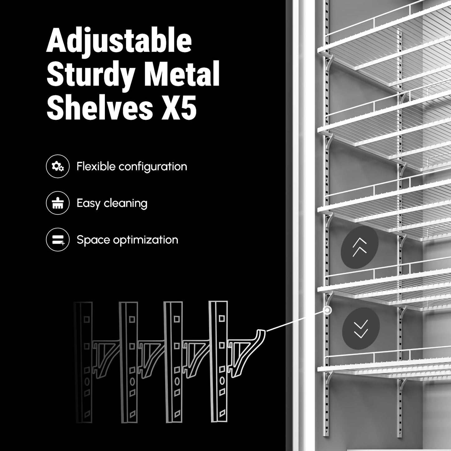 Yeego Commercial Refrigerators - 27.1 Cu.Ft 2 Glass Doors Commercial Beverage Refrigerator with LED Light & Adjustable Shelves, 32-50°F Commercial Cooler for Stores Bakery Bar Offices Restaurants