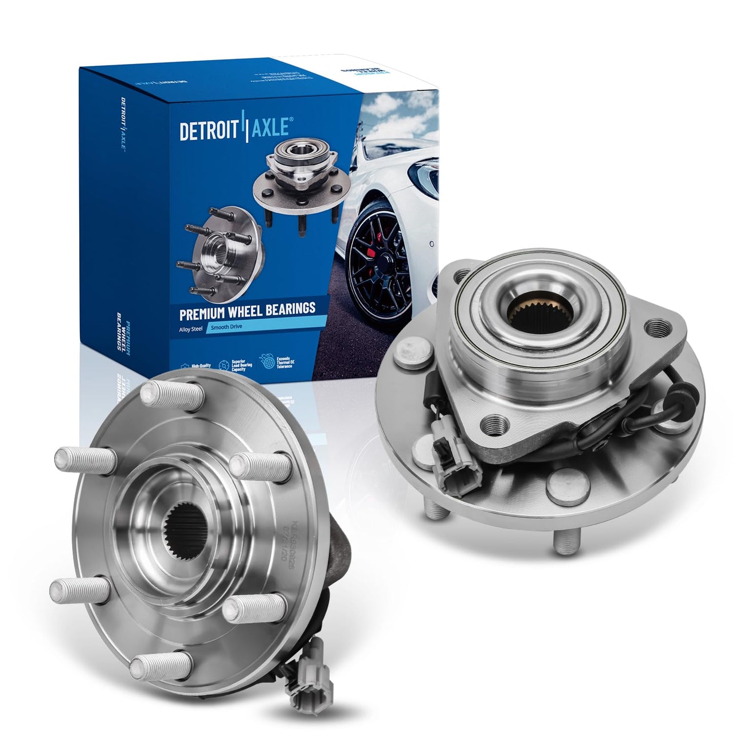 Detroit Axle - Pair 2WD Front Wheel Bearing Hub Assembly for 99-06 Chevy Silverado Sierra 1500, 00-06 Suburban 1500 Tahoe Yukon GMC Yukon XL 1500, 02-06 Cadillac Escalade 6 Lugs [with ABS]