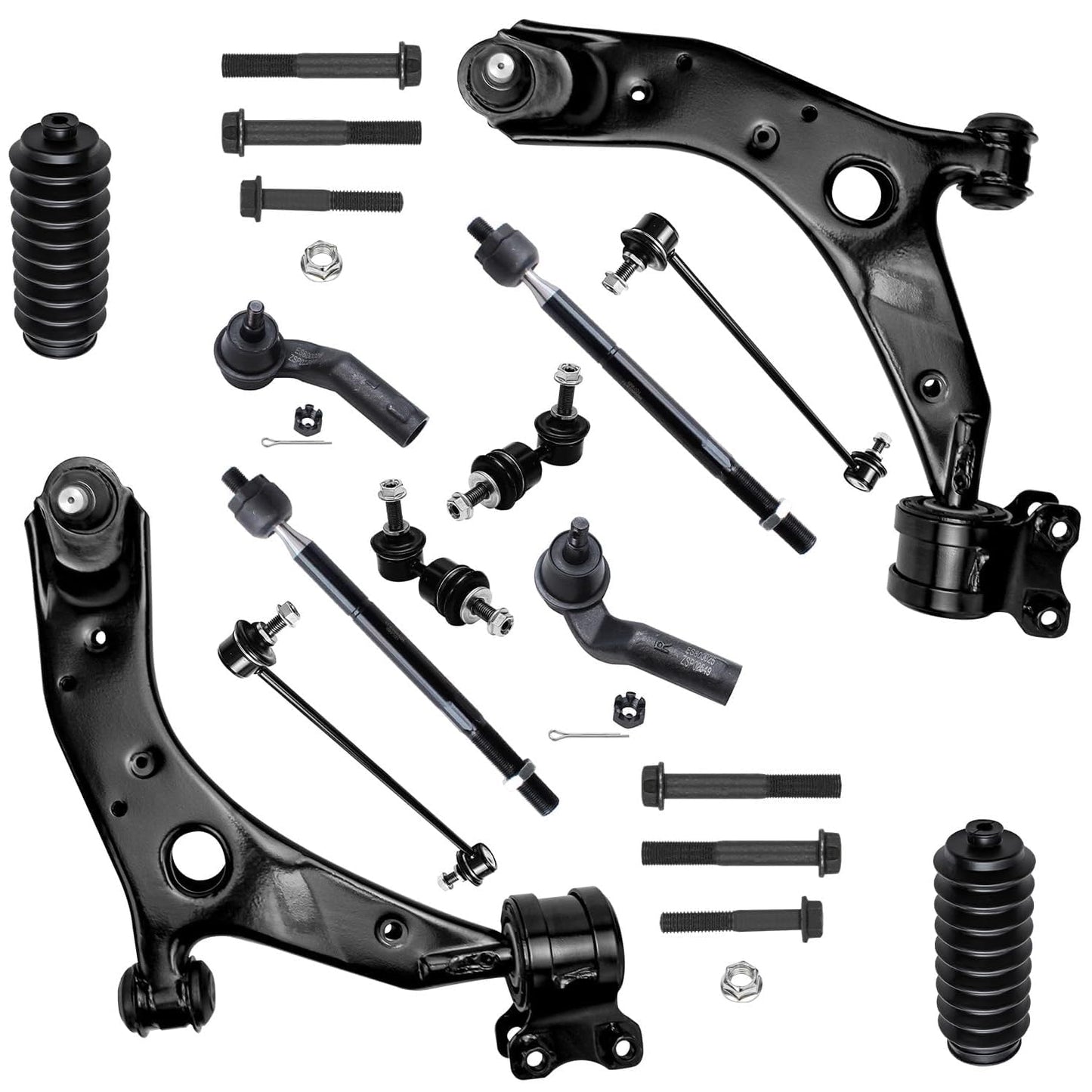 Detroit Axle - 12pc Front End Kit for 07-13 Chevy Silverado 1500 GMC Sierra | Suburban Yukon XL 1500 Tahoe Escalade ESV EXT, 2 Upper Control Arms 2 Sway Bars 4 Tie Rods 2 Lower Ball Joints 2 Boots