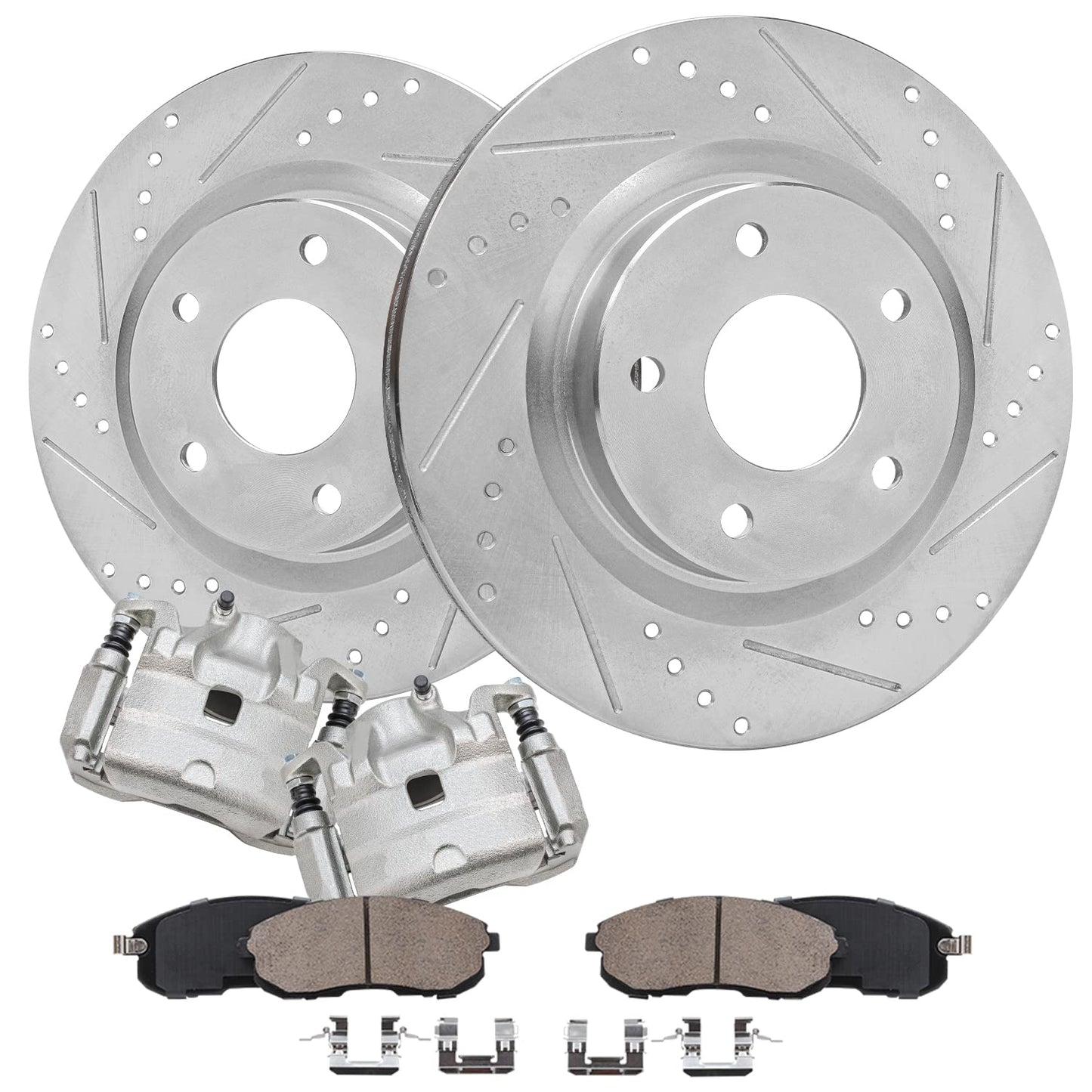 Detroit Axle - Rear Brake Kit for 1999-2006 Chevy GMC Sierra Silverado 1500, 00-01 Tahoe Yukon, 03-05 Astro Safari Replacement Drilled Slotted Disc Brake Rotors Ceramic Brakes Pads: 12.78" inch Rotor