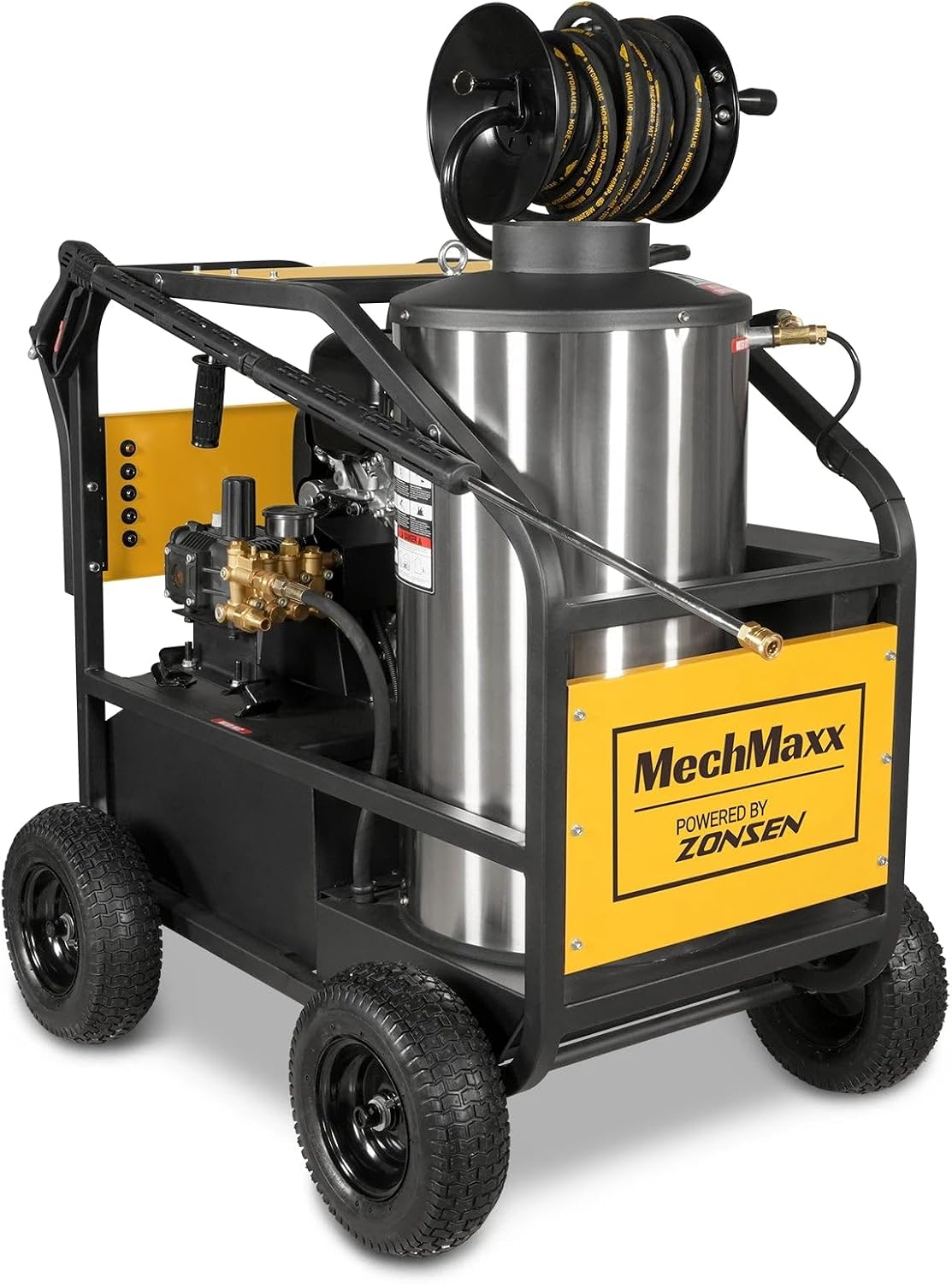 MechMaxx 4000 PSI 4 GPM 420cc 13.4HP E-Start Gas Engine Hot Water Pressure Washer with Hose Reel, Model HPW40D