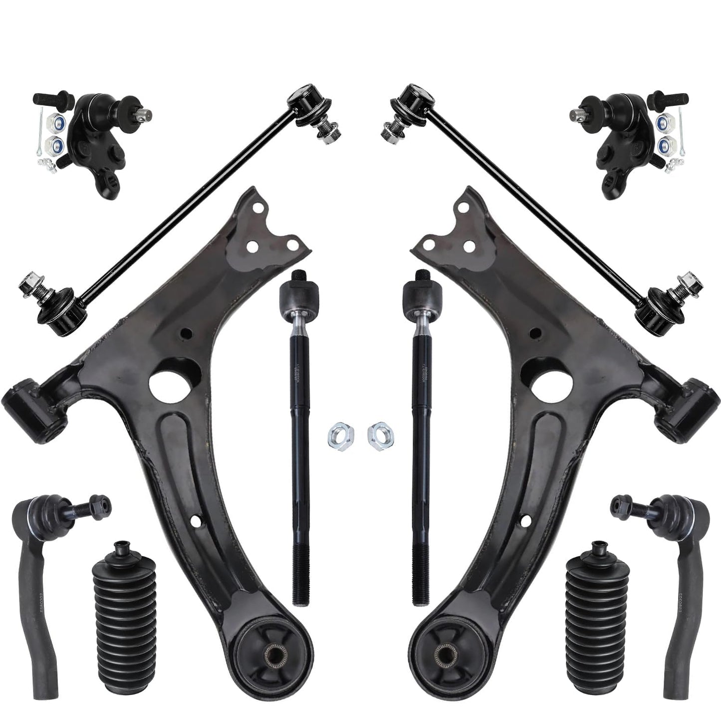 Detroit Axle - 12pc Front End Kit for 07-13 Chevy Silverado 1500 GMC Sierra | Suburban Yukon XL 1500 Tahoe Escalade ESV EXT, 2 Upper Control Arms 2 Sway Bars 4 Tie Rods 2 Lower Ball Joints 2 Boots