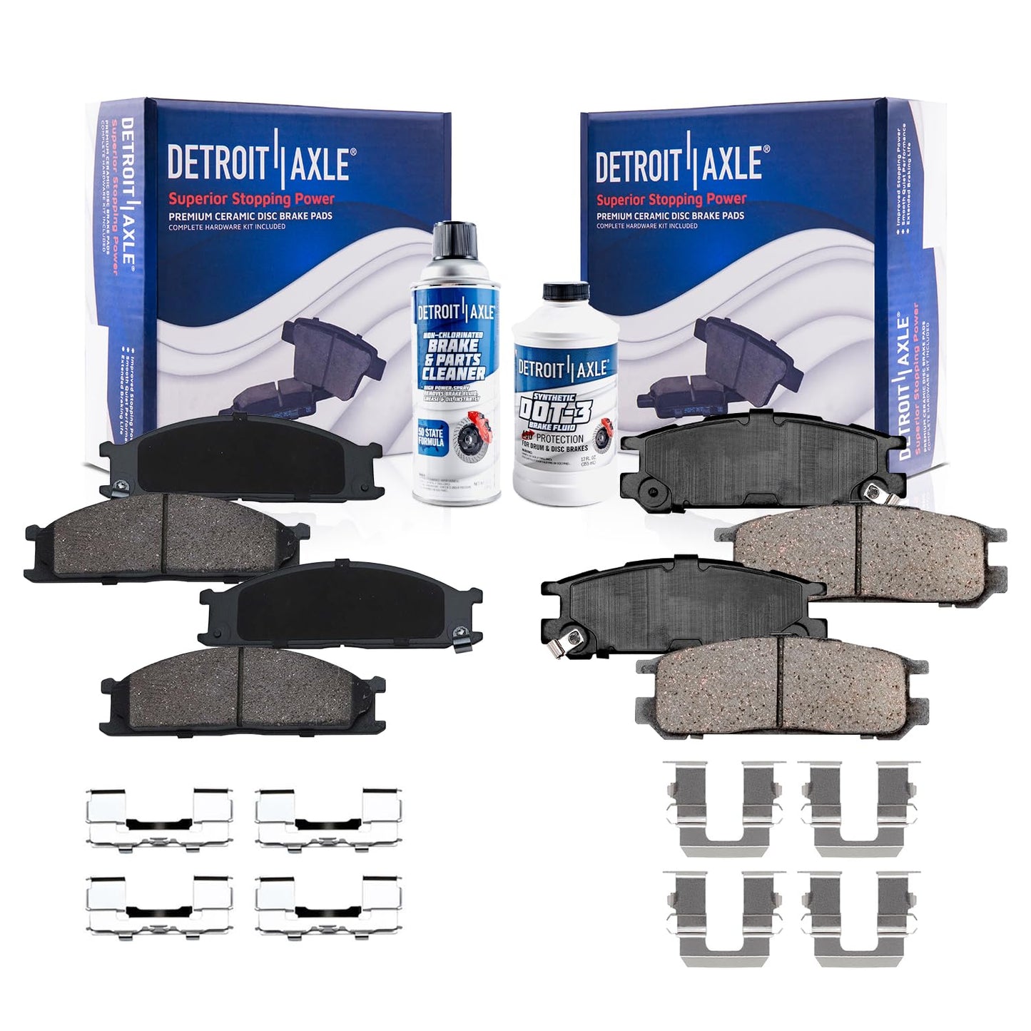 Detroit Axle - Rear Brake Pads for 2019-2024 Chevy Silverado 1500 GMC Sierra 1500, 2021-2024 Tahoe Suburban Yukon XL Cadillac Escalade ESV, Canyon LYRIQ Colorado, Ceramic Brake Pads with Hardware