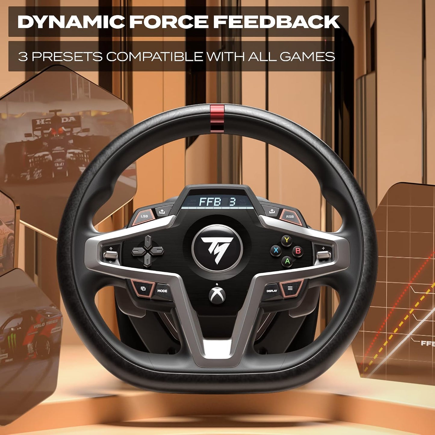 Thrustmaster T248 X Force Feedback Racing Wheel & Pedal Set - XBOX & PC | Magnetic paddle shifters, built-in telemetry screen, adjustable brake, drift-free Hall sensors, for sim driving games