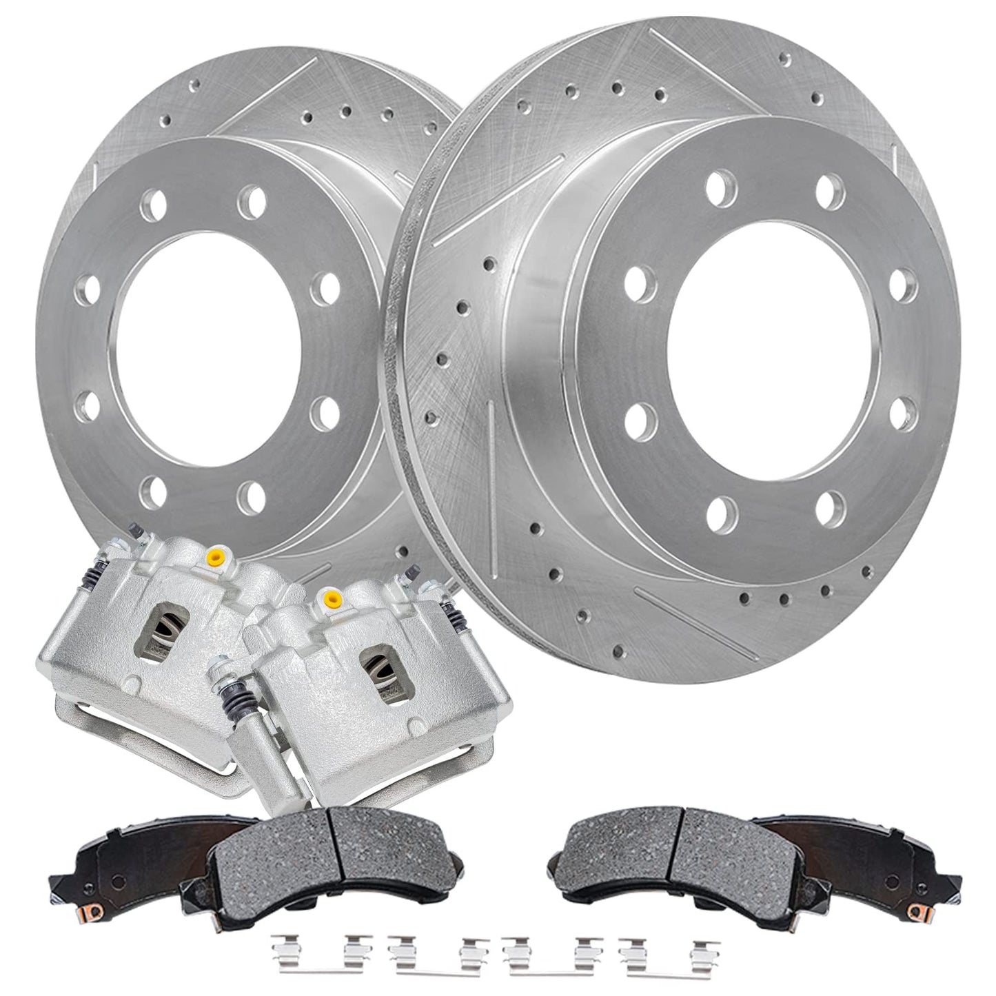 Detroit Axle - Rear Brake Kit for 1999-2006 Chevy GMC Sierra Silverado 1500, 00-01 Tahoe Yukon, 03-05 Astro Safari Replacement Drilled Slotted Disc Brake Rotors Ceramic Brakes Pads: 12.78" inch Rotor