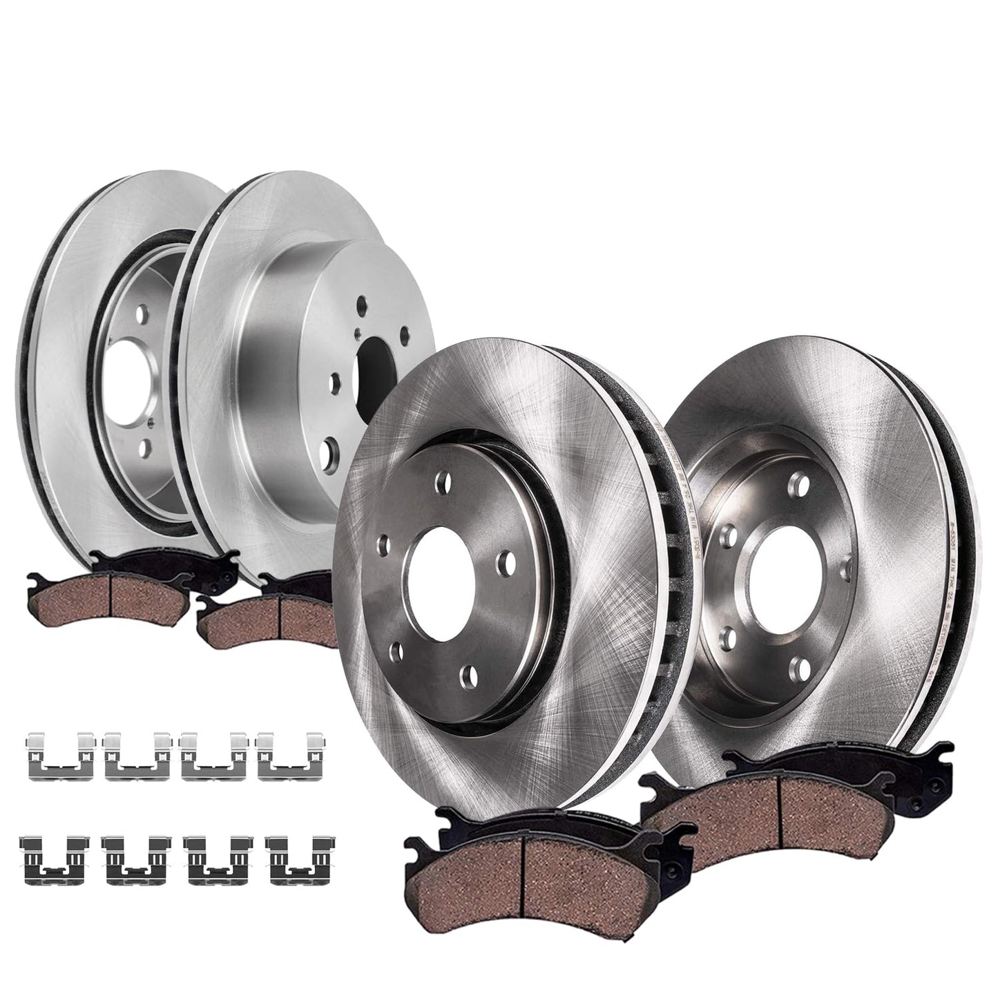 Detroit Axle - 2.4L Front & Rear Brake Kit for 2003-2007 Honda Accord | 11.10'' inch Front and 10.24'' inch Rear Disc Brake Rotors and Ceramic Brakes Pads 2004 2005 2006 Replacement