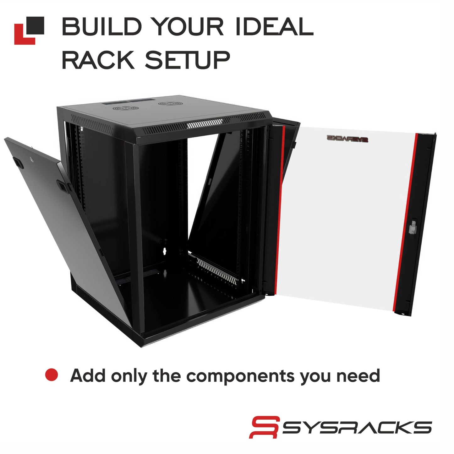 Sysracks 6U Wall Mount Server Rack Cabinet, 19” Network Enclosure, 24” Deep, Locking Glass Door, Custom-Ready IT Rack