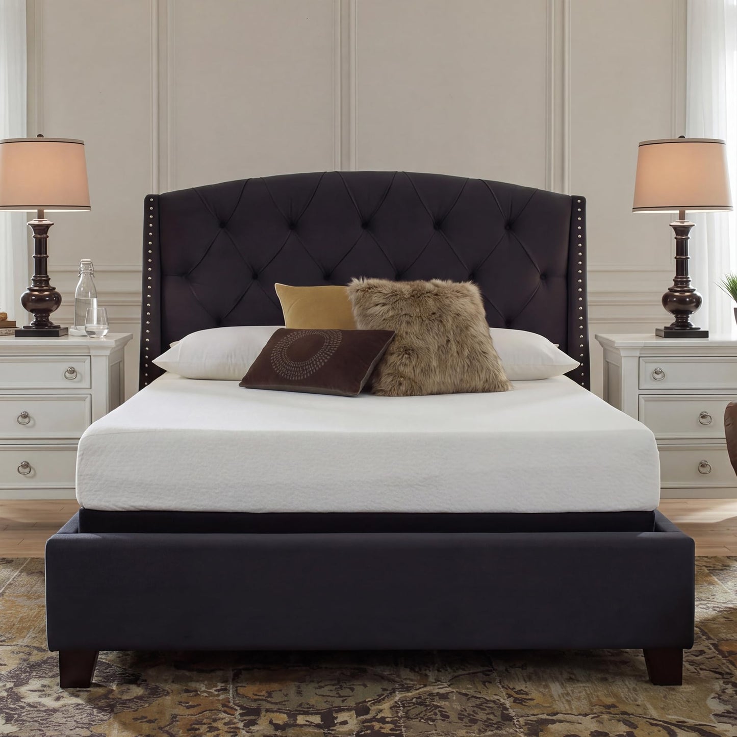 Signature Design by Ashley Queen Size Chime 10 Inch Medium Firm Memory Foam Mattress with Green Tea & Charcoal Gel for Pressure Relief, Fiberglass Free, Mattress In A Box