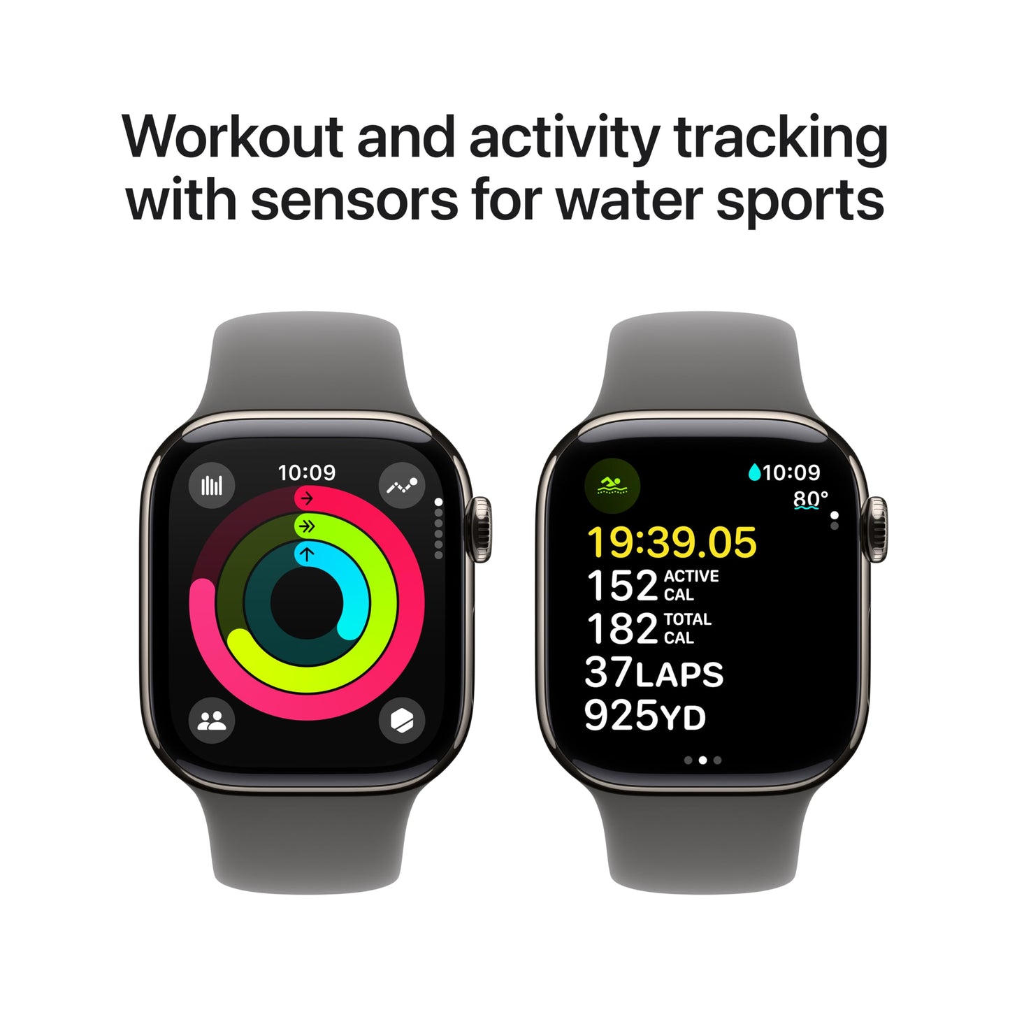 Apple Watch Series 10 [GPS + Cellular 42mm case] Smartwatch with Jet Black Aluminum Case with Black Sport Band - M/L. Fitness Tracker, ECG App, Always-On Retina Display, Water Resistant