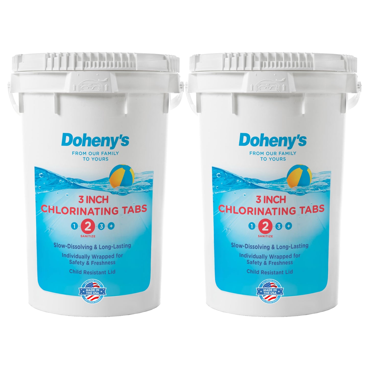 Doheny’s 3-Inch Stabilized Chlorine Tablets for Sanitizing Swimming Pools | 99% Pure Tri-Chlor, 90% Available Chlorine | Long-Lasting, UV-Protected, Slow-Dissolving | Individually Wrapped 50lb Bucket