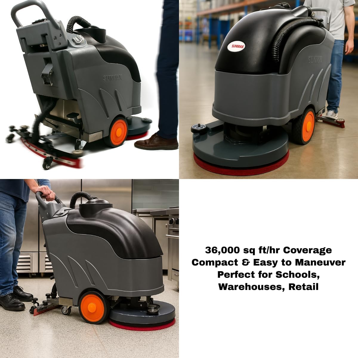 22" Self-Propelled Walk-Behind Floor Scrubber Dryer Machine, Forward/Reverse Drive, 31" Squeegee, 36,000 Sq Ft/H, Commercial Hard Floor Cleaner for Tile, Concrete, Epoxy & Vinyl