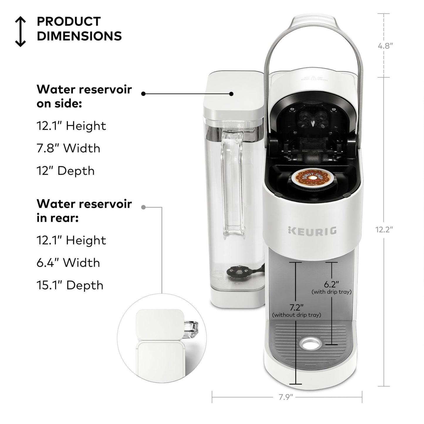 Keurig K-Supreme Single Serve K-Cup Pod Coffee Maker, MultiStream Technology, 4 Brew Sizes, 66oz Dual-Position Removable Reservoir, Black