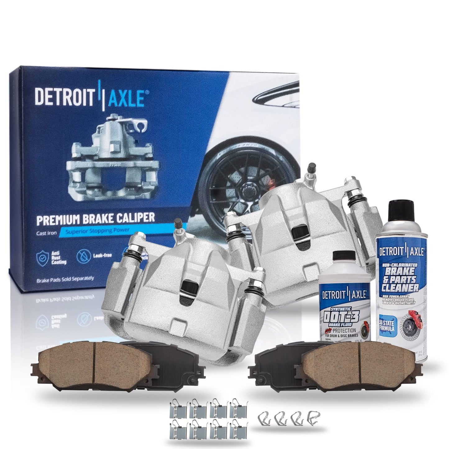 Detroit Axle - 8pc Brake Kit for Chevy GMC Silverado Sierra 1500 Yukon XL Escalade ESV Drilled & Slotted Brake Rotors Ceramic Brakes Pads Replacement : 13.50" inch Front and 13.58" inch Rear Rotor