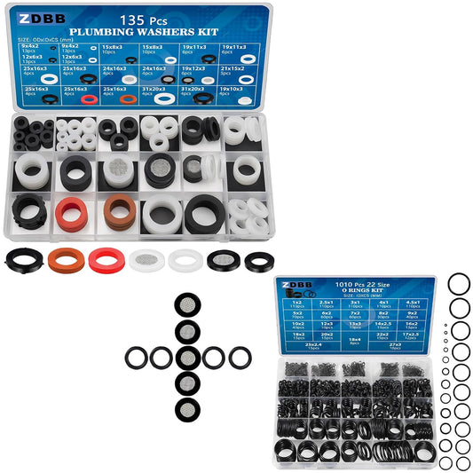 ZDBB 885PCS Rubber Washers Assortment Kit for Plumbing Faucet Water Pipe Garden Hose Washers Shower Heads Gasket Repair and Air or Gas Connections
