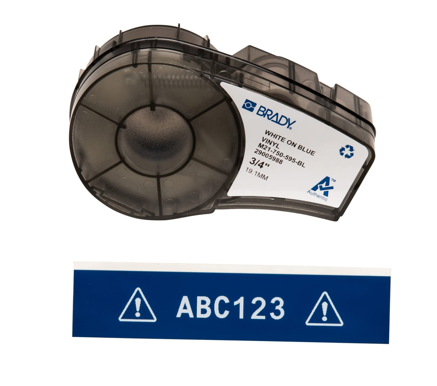 Brady Authentic (M21-750-595-WT) All-Weather Vinyl Label for Indoor/Outdoor ID, Lab and Equipment Labeling, Black on White- For M210, M210-LAB, M211, BMP21-PLUS and BMP21-LAB Printers, .75" W 21' L