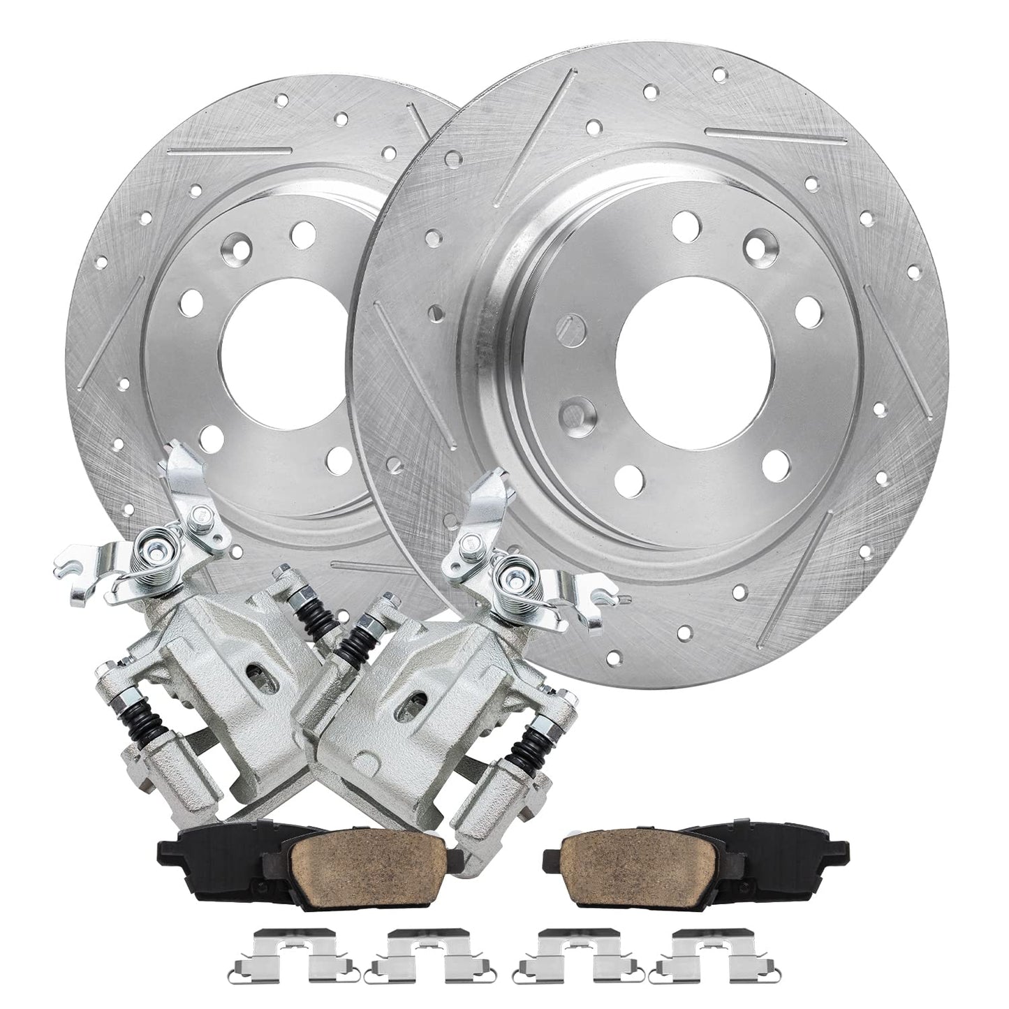Detroit Axle - Rear Brake Kit for 1999-2006 Chevy GMC Sierra Silverado 1500, 00-01 Tahoe Yukon, 03-05 Astro Safari Replacement Drilled Slotted Disc Brake Rotors Ceramic Brakes Pads: 12.78" inch Rotor