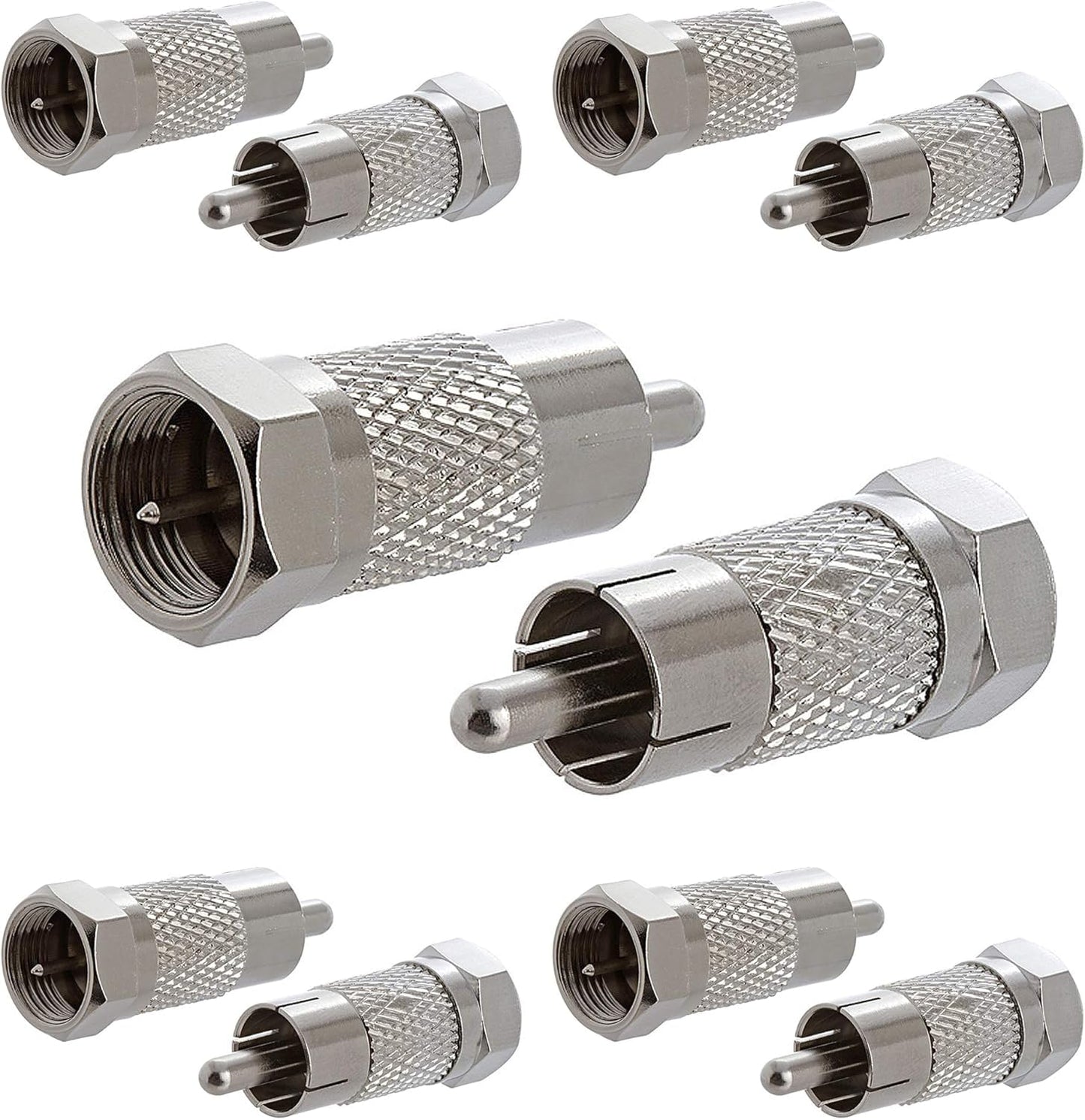 Cmple - F-Type Female to RCA Female Adapter Audio Video RCA Jack to F Jack Connector Converter Coax Coaxial Cable Joiner
