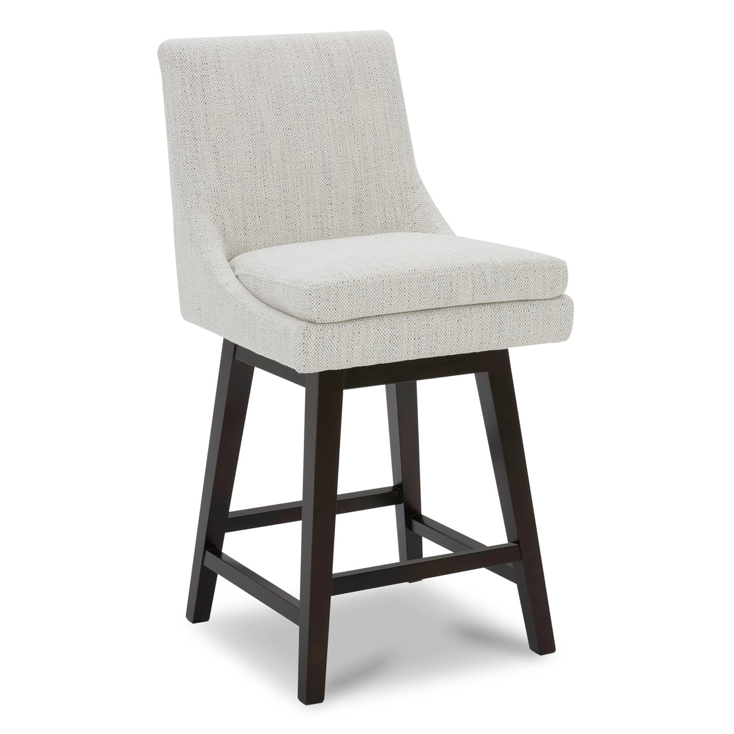 CHITA Bar Height Swivel Barstool with Back Set of 2, FSC Certified Upholstered Bar Stool, 30.7" H Seat Height, Fabric in Ivory
