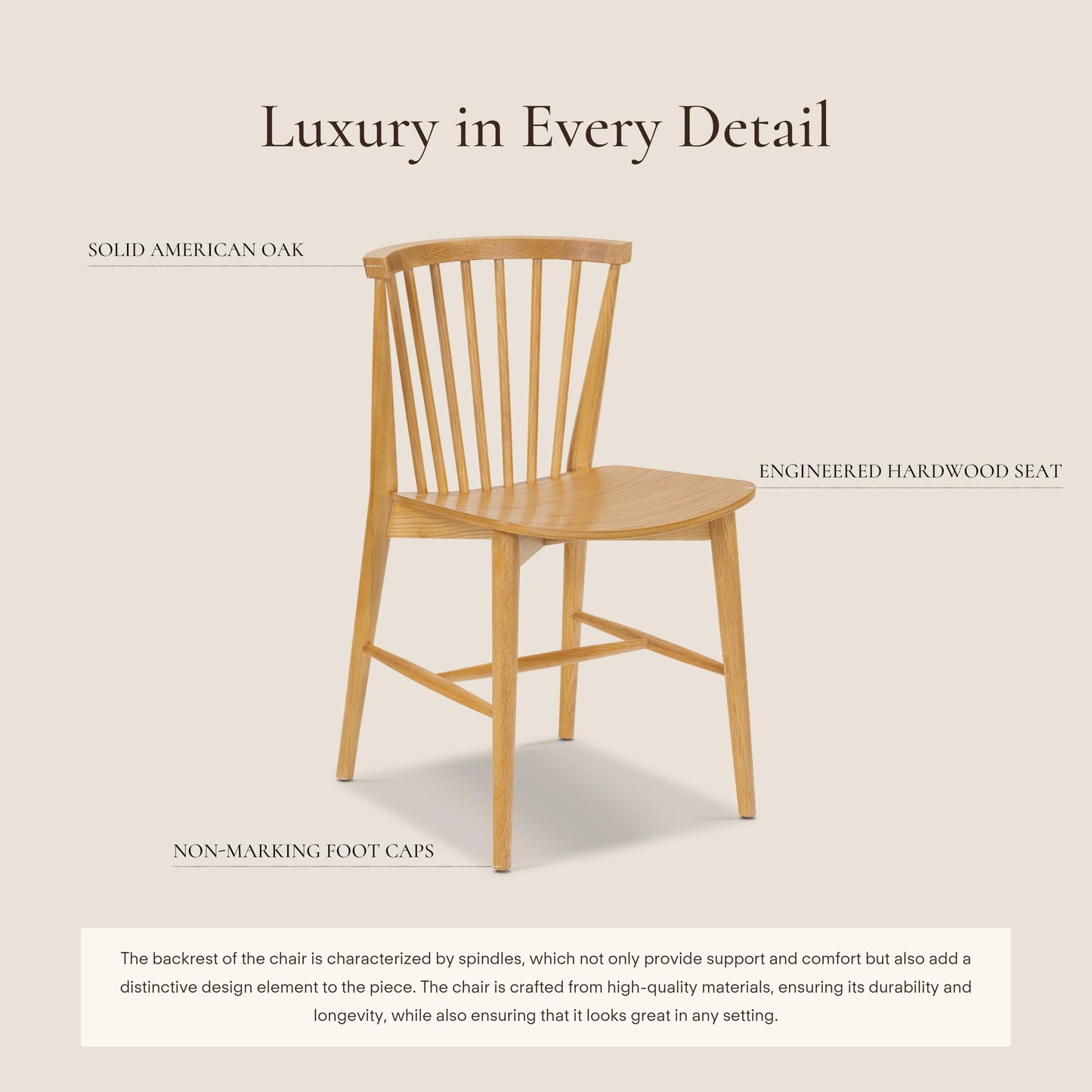 Poly & BARK Ligna Counter Stool in Black – Mid-Century Inspired Stool with Sculpted Spindle Back – Solid American Oak Frame and Engineered Wood Veneered Seat – Fully Assembled and Ready to Use