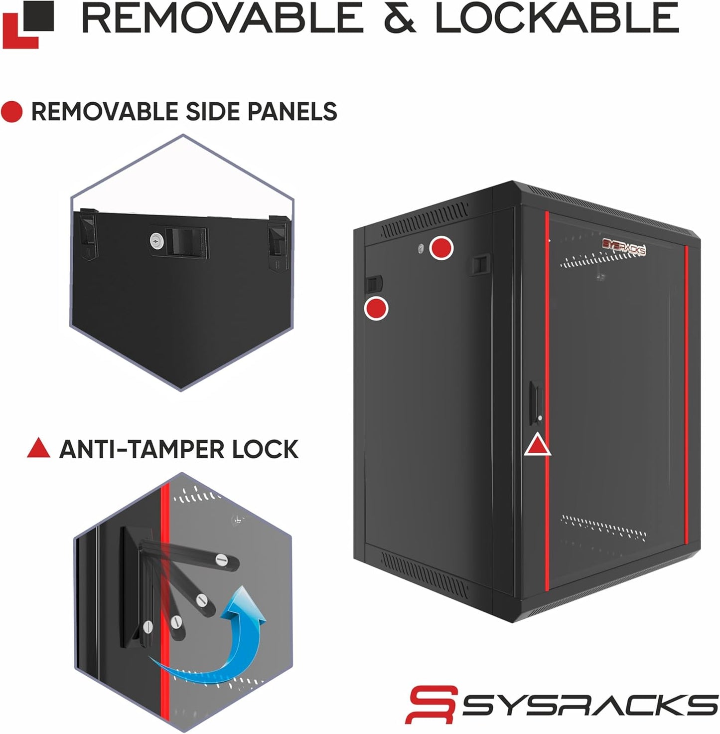 15U Wall Mount Network Cabinet, 18 Inch Deep Enclosed Server Rack with Locking Tempered Glass Door for Home Lab, Office IT & AV Equipment