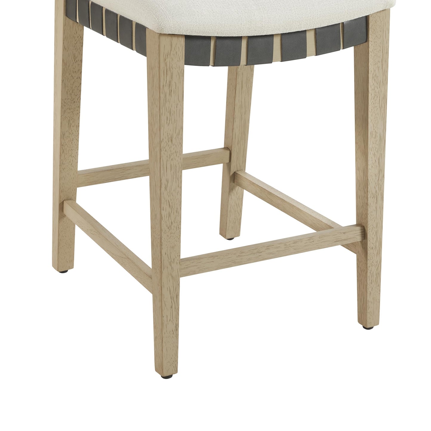CHITA Woven Bar Stools Set of 2, 26" Counter Height Bar Stools with Backrest, Handwoven Counter Stools with Wood Frame for Kitchen Island & Home Bar, Saddle Brown