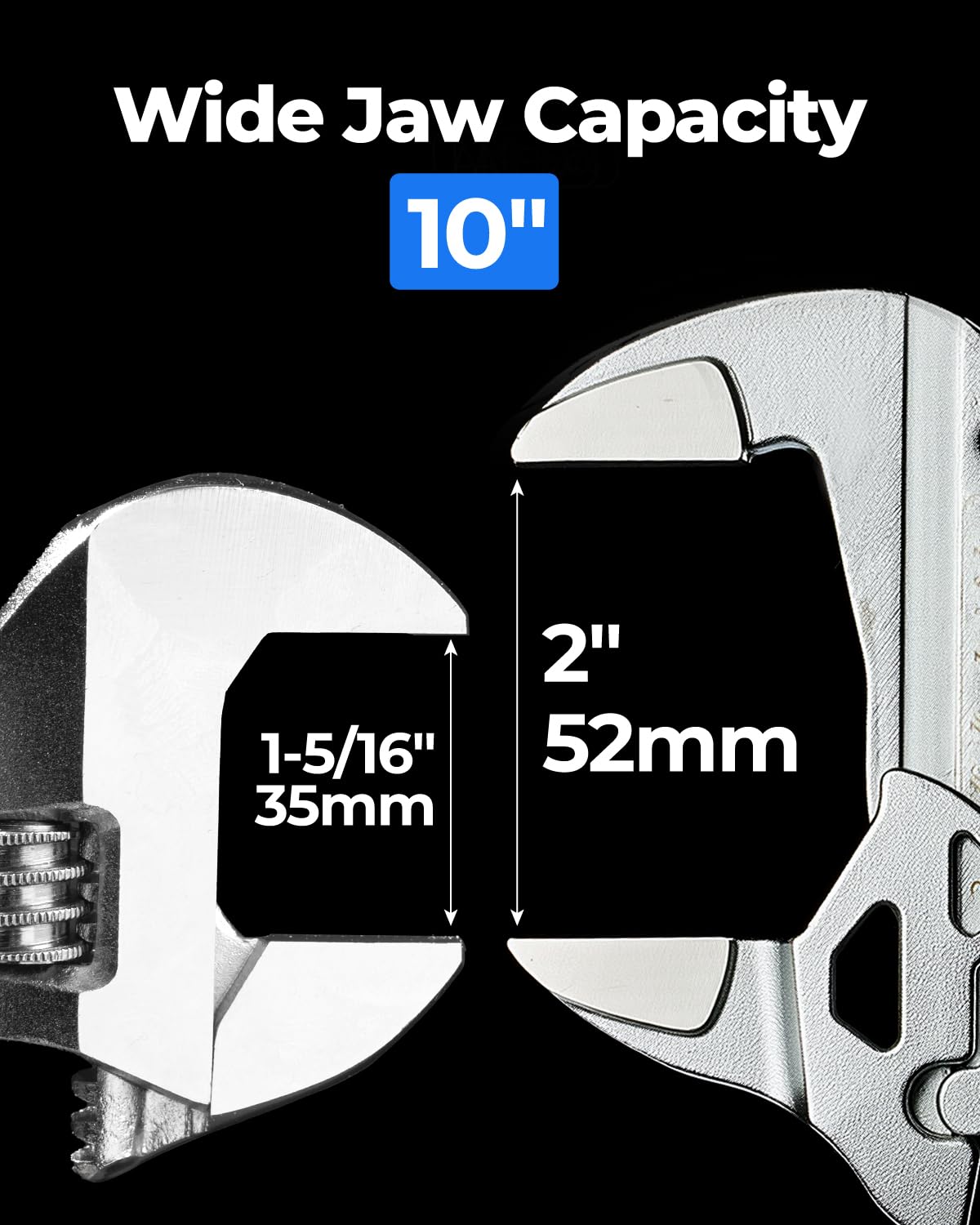 toolant 7-Inch Chrome Plated Pliers Wrench, CR-V Adjustable Wrench with Anti-Rust Coating, Smooth Parallel Jaws, Rubber Anti-Slip Grip and Storage Pouch for Home Repair, Plumbing, Nuts, Water Pipes