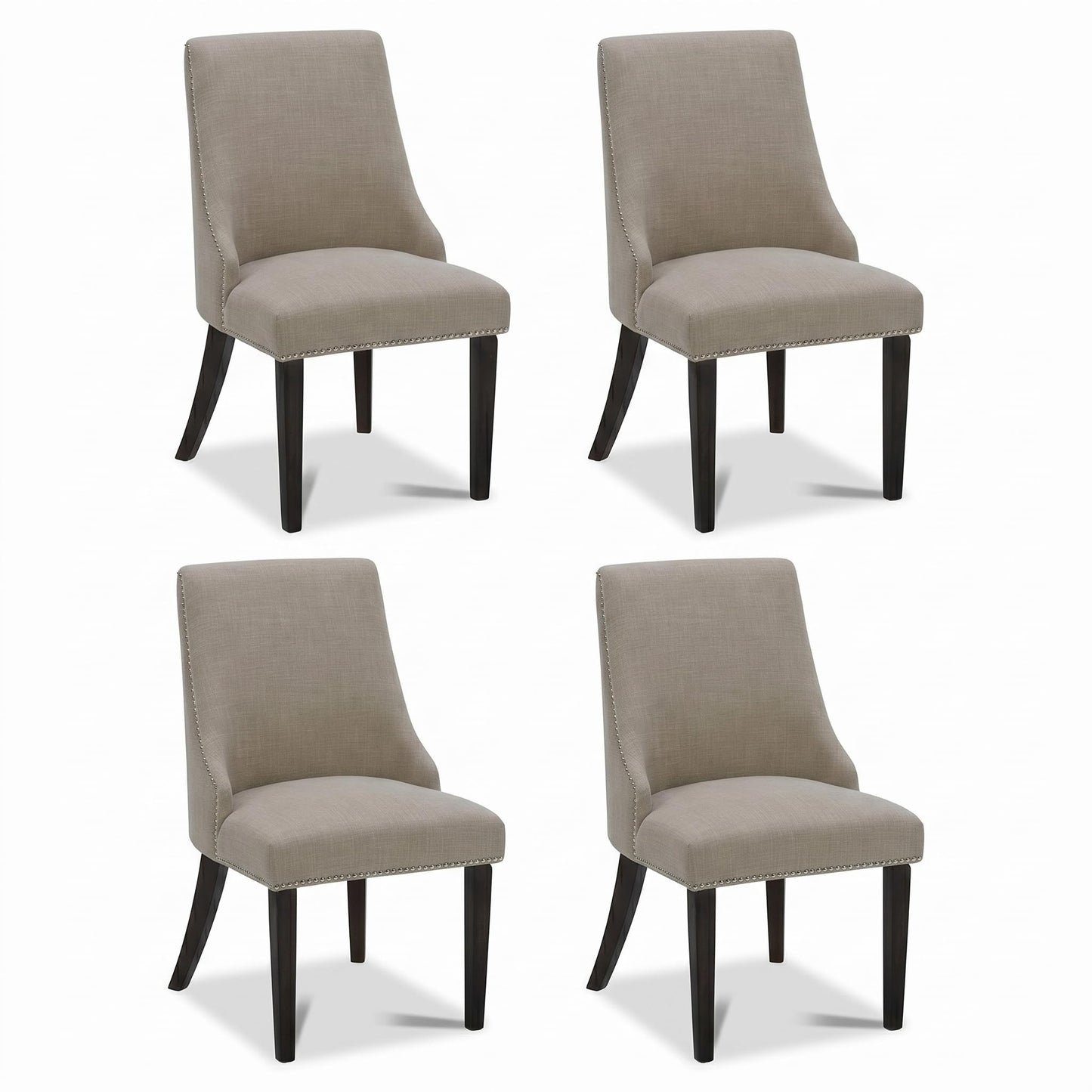 CHITA Modern High Back Dining Room Chairs Set of 2, Farmhouse Upholstered Dining Chairs, Fabric in Linen