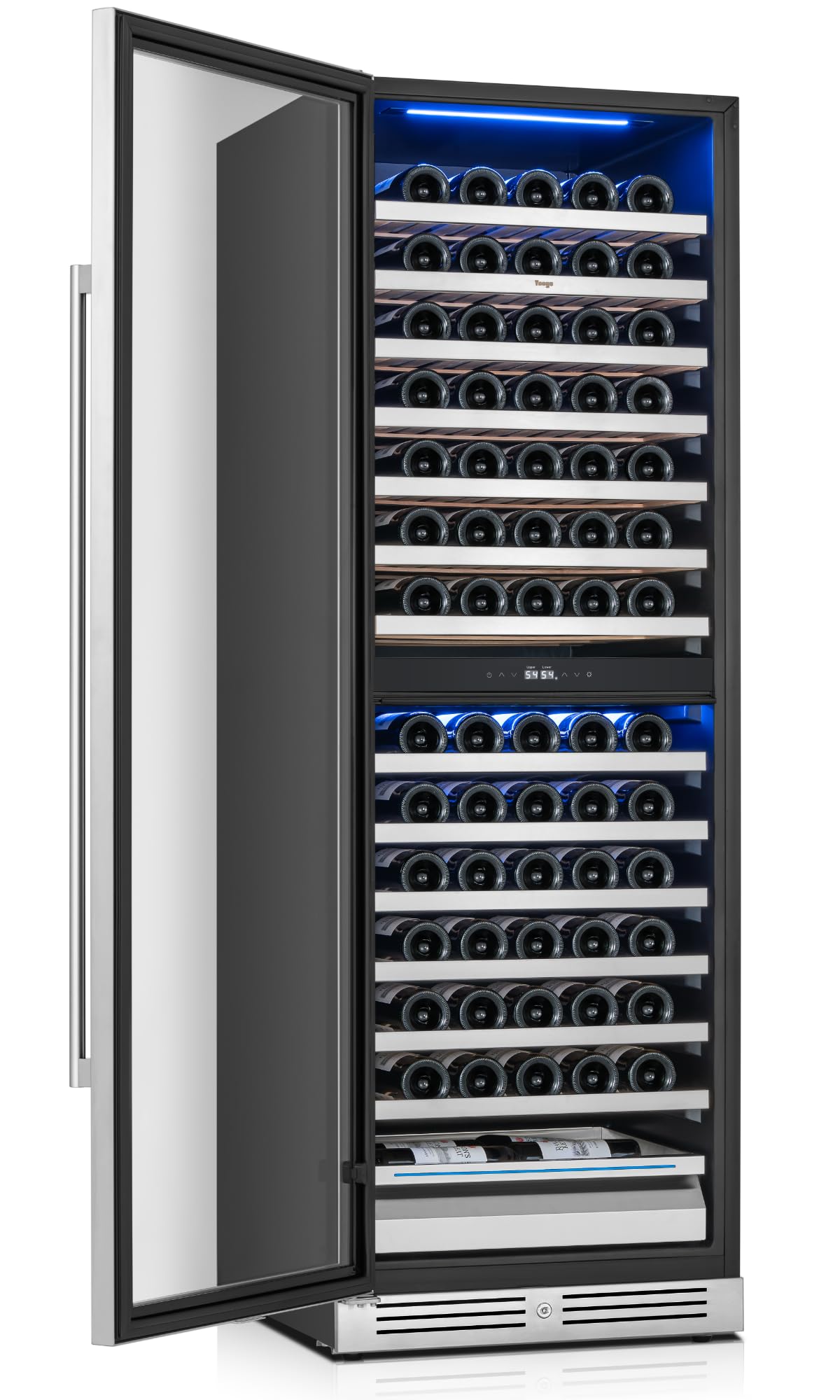 Yeego 24 Inch Wine Fridge Cooler - 52 Bottles Wine Cooler with Glass Door, 40-65℉ Built-In or Freestanding Refrigerator, Under Counter Wine Fridge for Kitchen Bar Office (Left-Hinged)