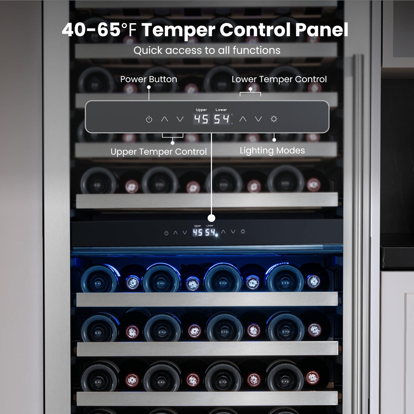 Yeego 24 Inch Wine Fridge Cooler - 52 Bottles Wine Cooler with Glass Door, 40-65℉ Built-In or Freestanding Refrigerator, Under Counter Wine Fridge for Kitchen Bar Office (Left-Hinged)
